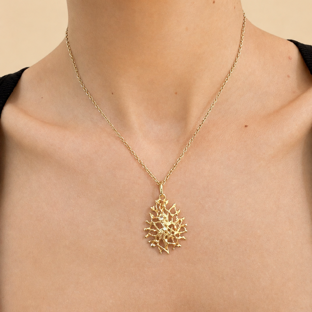 NURAI 18K Gold Vermeil Drop Pendant Necklace with Citrine