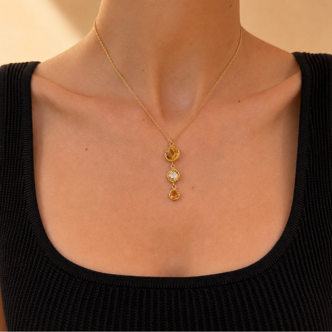 AURORA Citrine Drop Pendant Necklace