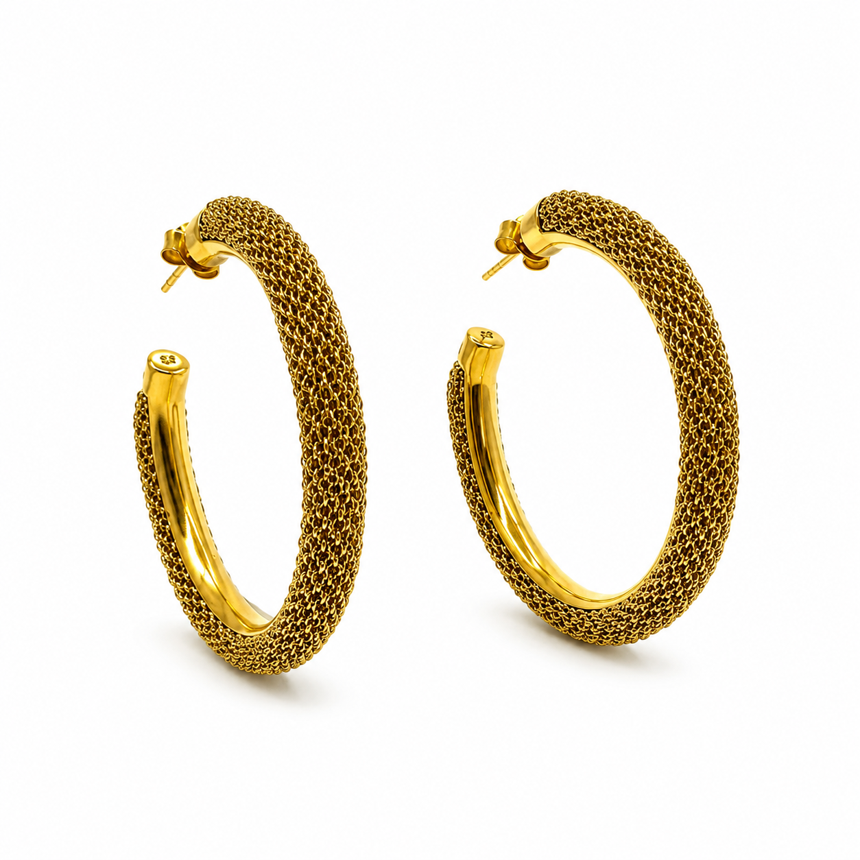 AIMA 18K Gold Vermeil Large Hoop Earrings with Gold Mesh