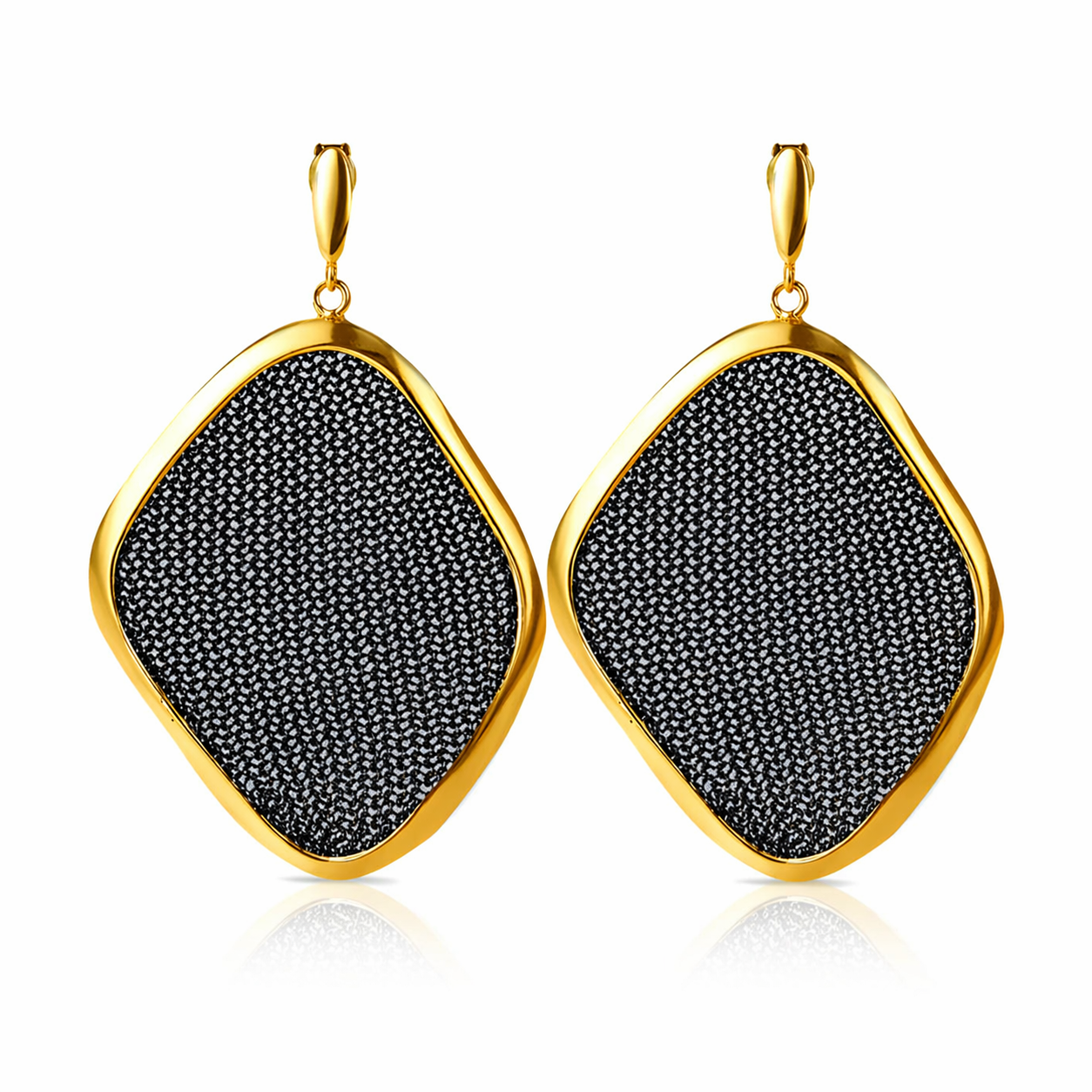 AIMA 18K Gold Vermeil Drop Earring with Black Mesh