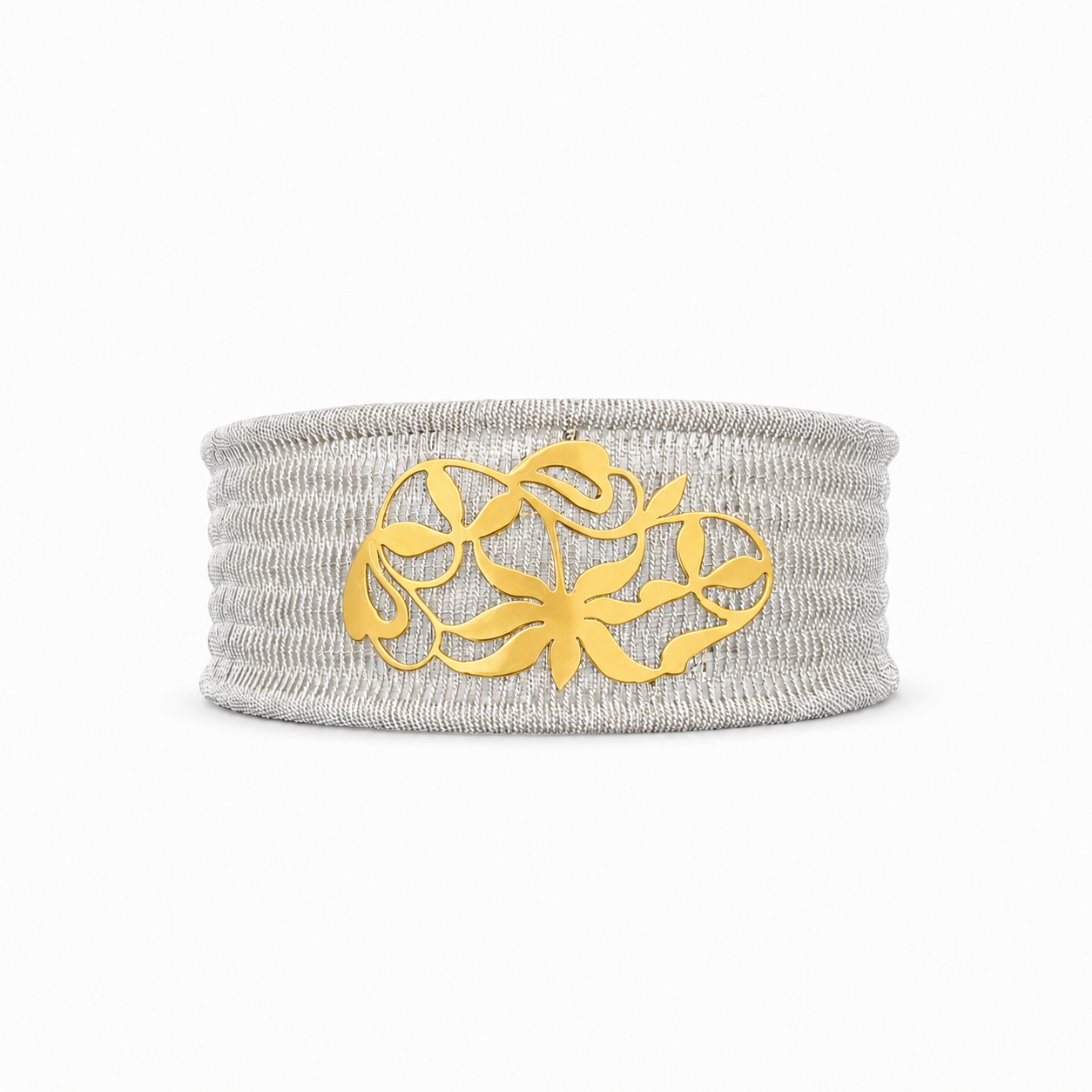 RICAMI Sterling Silver and Solid 18K Gold wide-cuff Bracelet