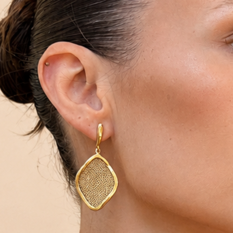 AIMA 18K Gold Vermeil Small Drop Earring with Gold Mesh