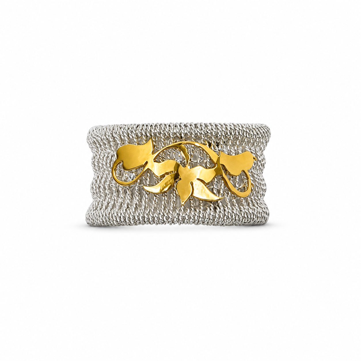 RICAMI Sterling Silver and Solid 18K Gold Ring