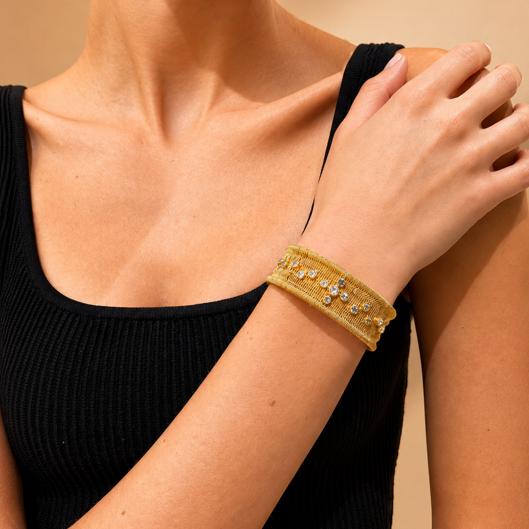 RICAMI 18K Gold Vermeil Blue Topaz Cuff Bracelet