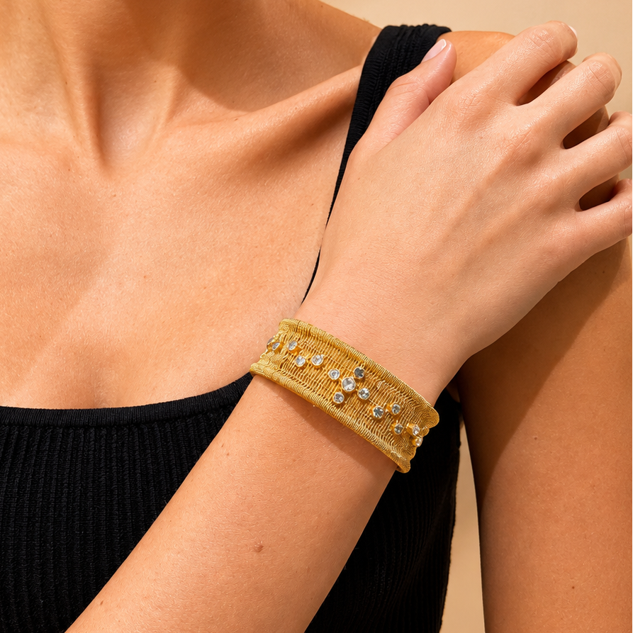 RICAMI 18K Gold Vermeil Blue Topaz Cuff Bracelet