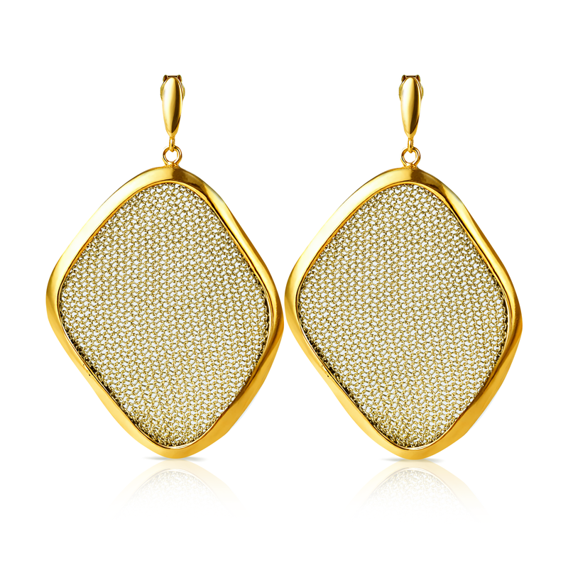 AIMA 18K Gold Vermeil Drop Earring with Gold Mesh