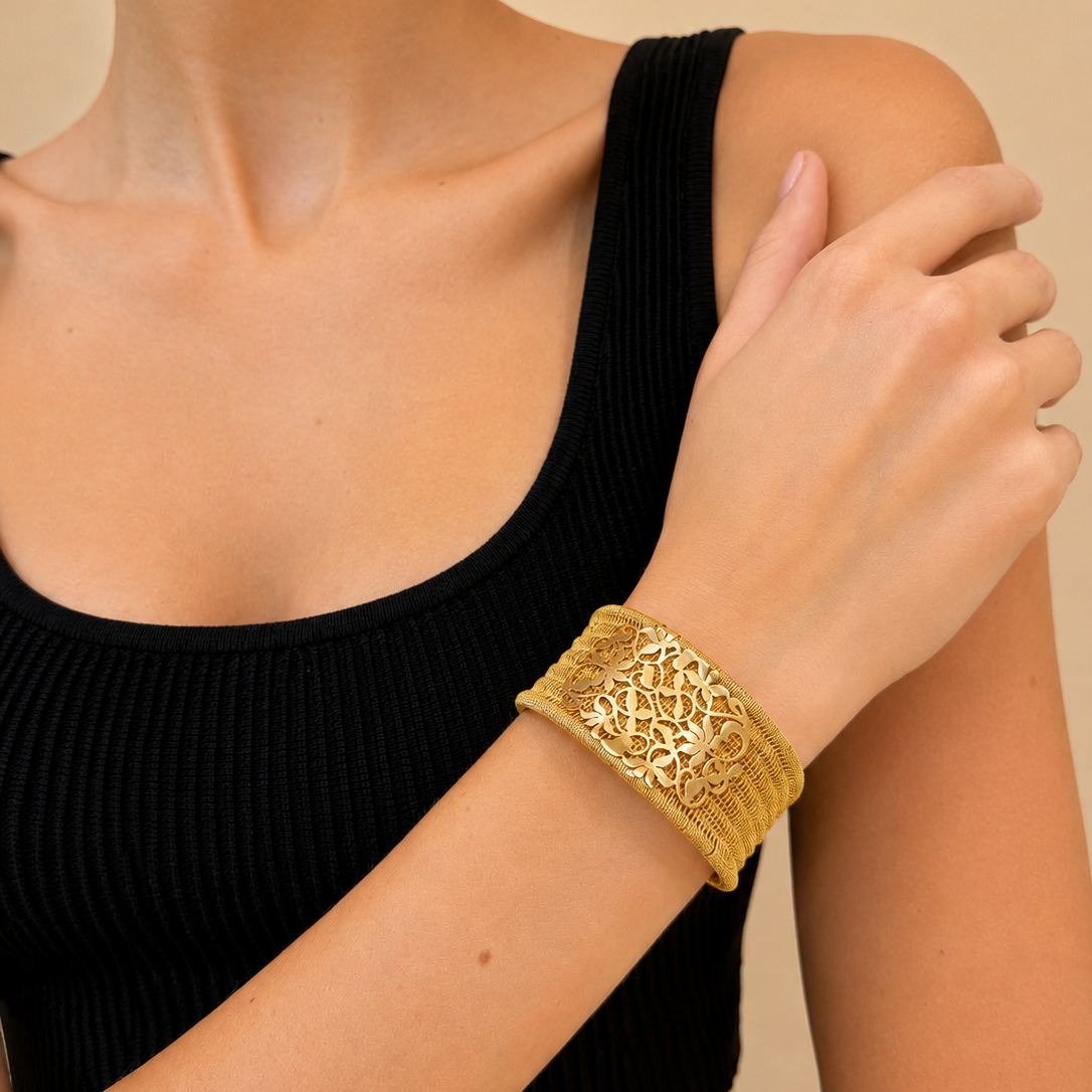 RICAMI 18K Gold Vermeil wide-cuff Bracelet