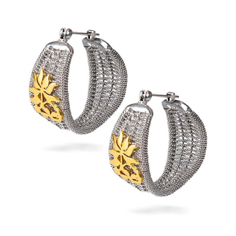 RICAMI Sterling Silver and 18K Gold Design hoop earring
