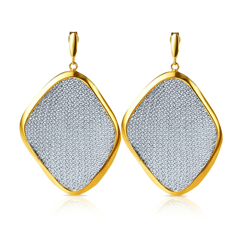 AIMA 18K Gold Vermeil Drop Earring with Silver Mesh
