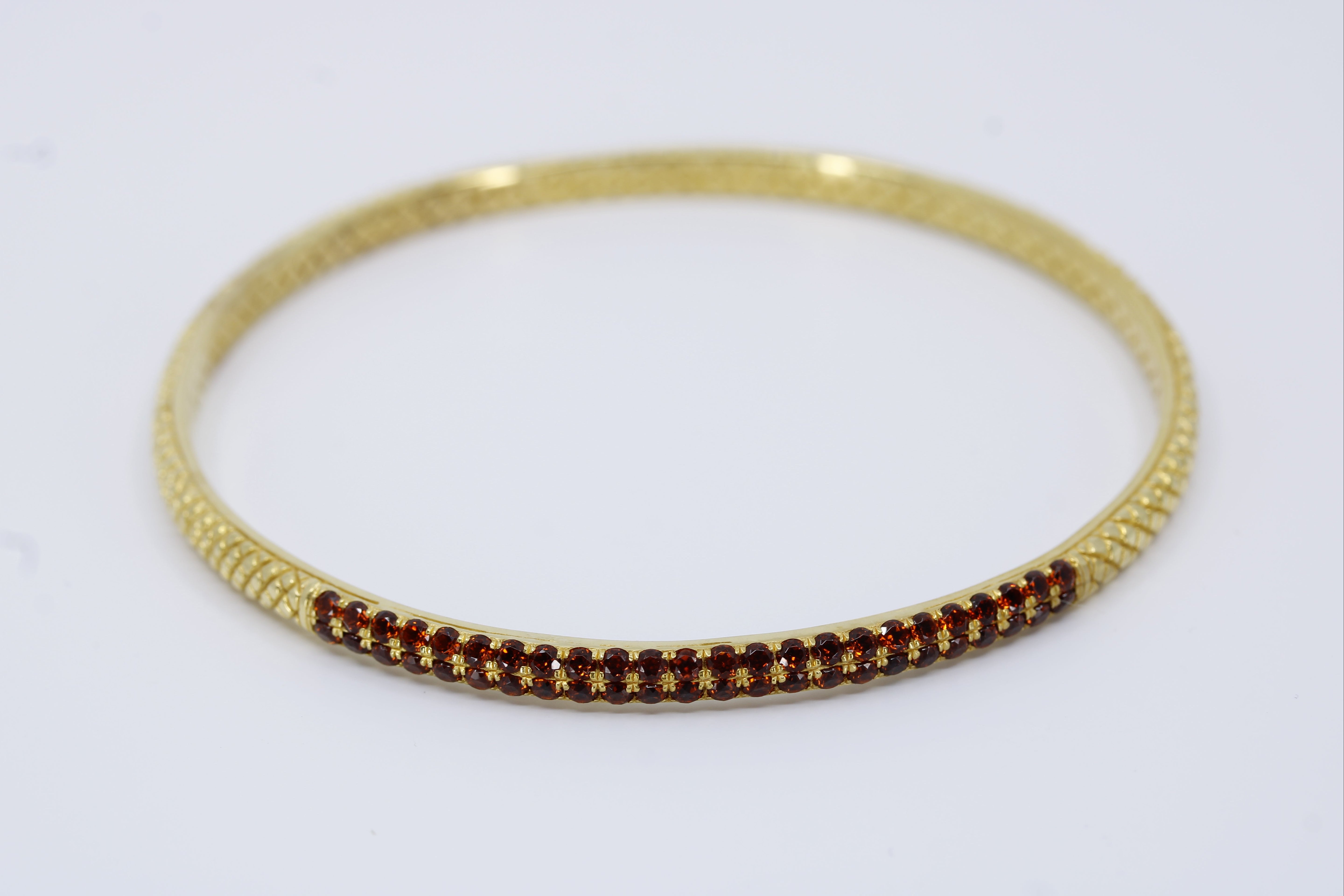 RAVENNA 18K Gold Vermeil Garnet Bangle Bracelet
