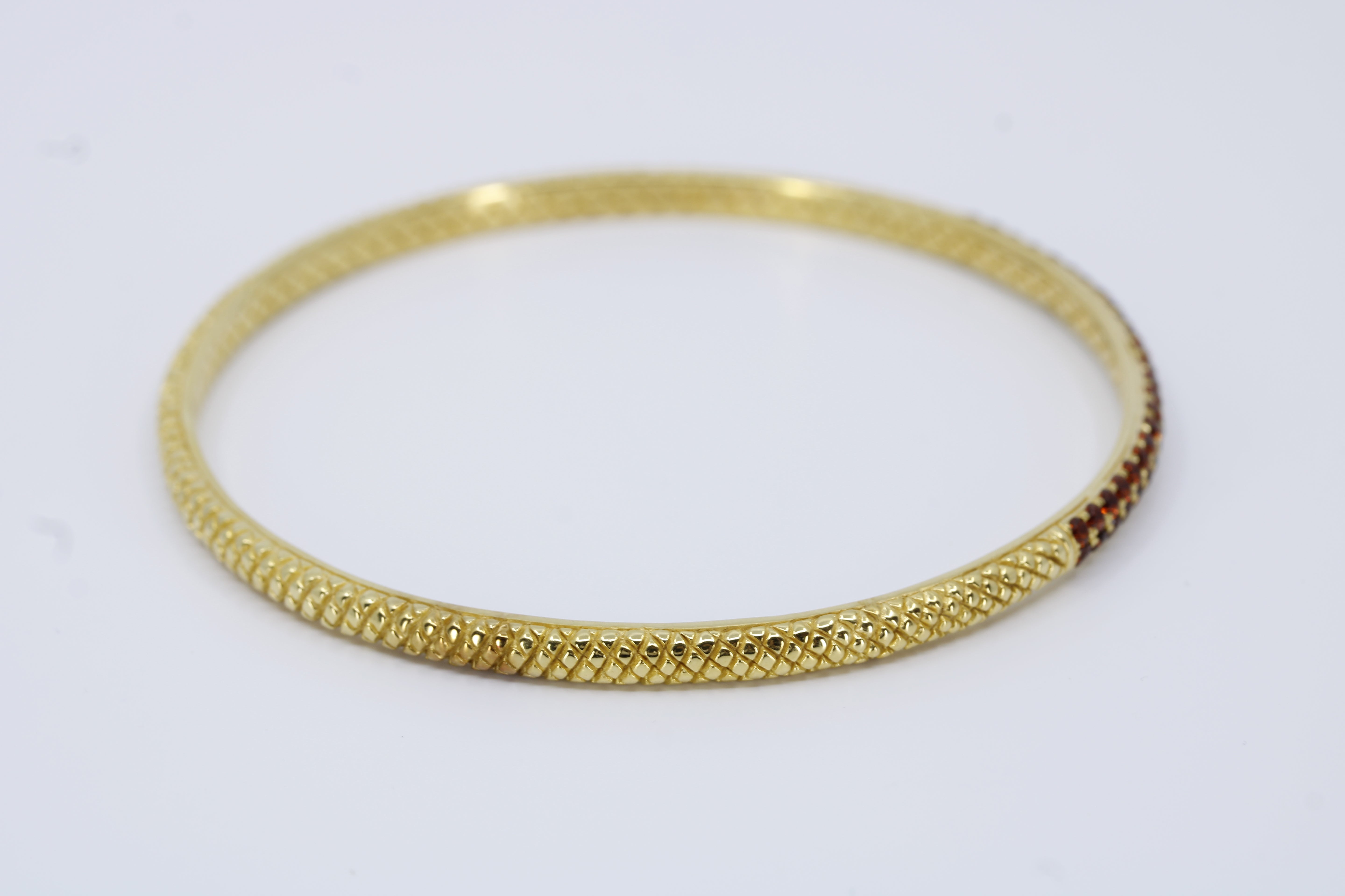 Casa Bali 18K Gold Vermeil Garnet Bangle Bracelet