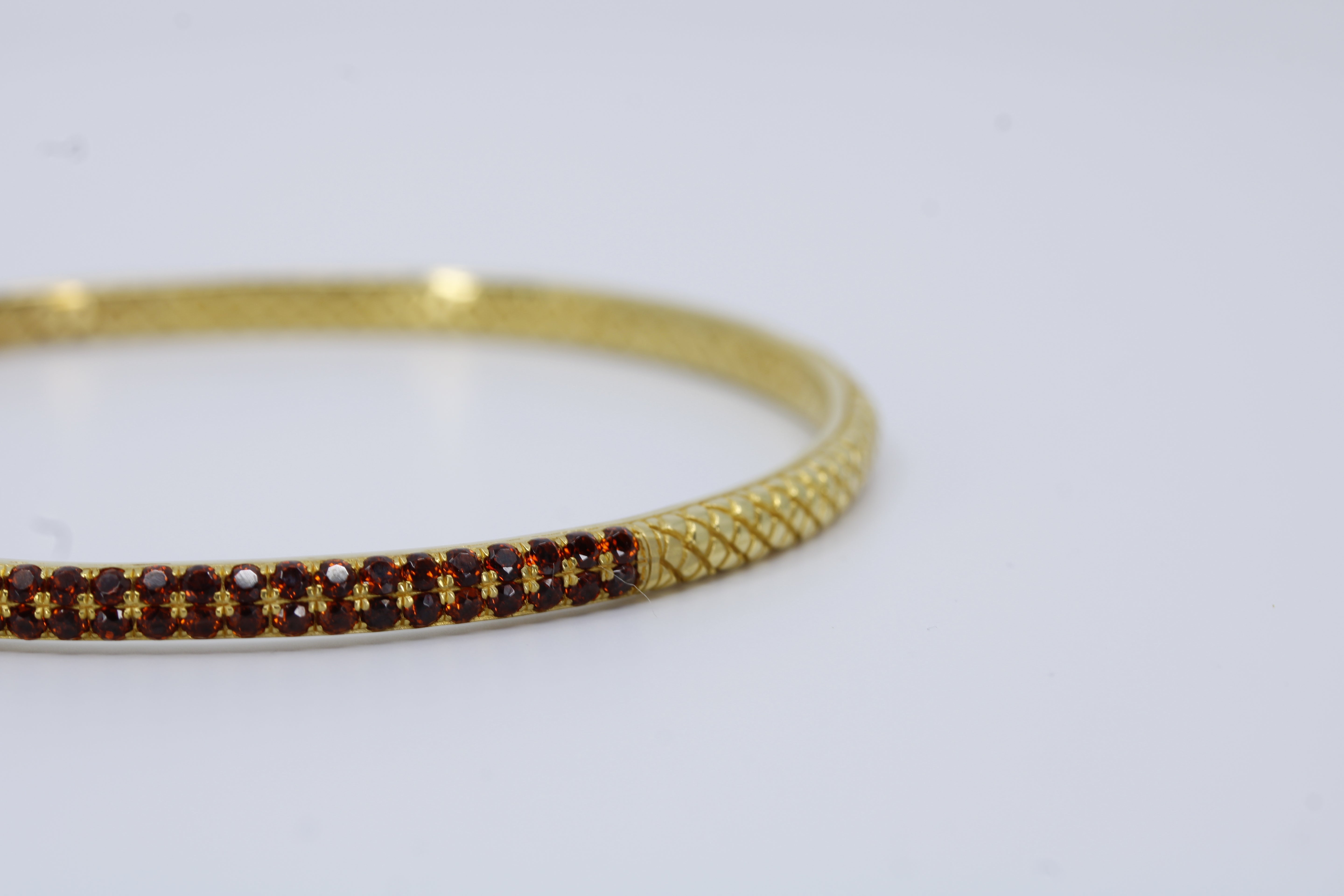 Casa Bali 18K Gold Vermeil Garnet Bangle Bracelet