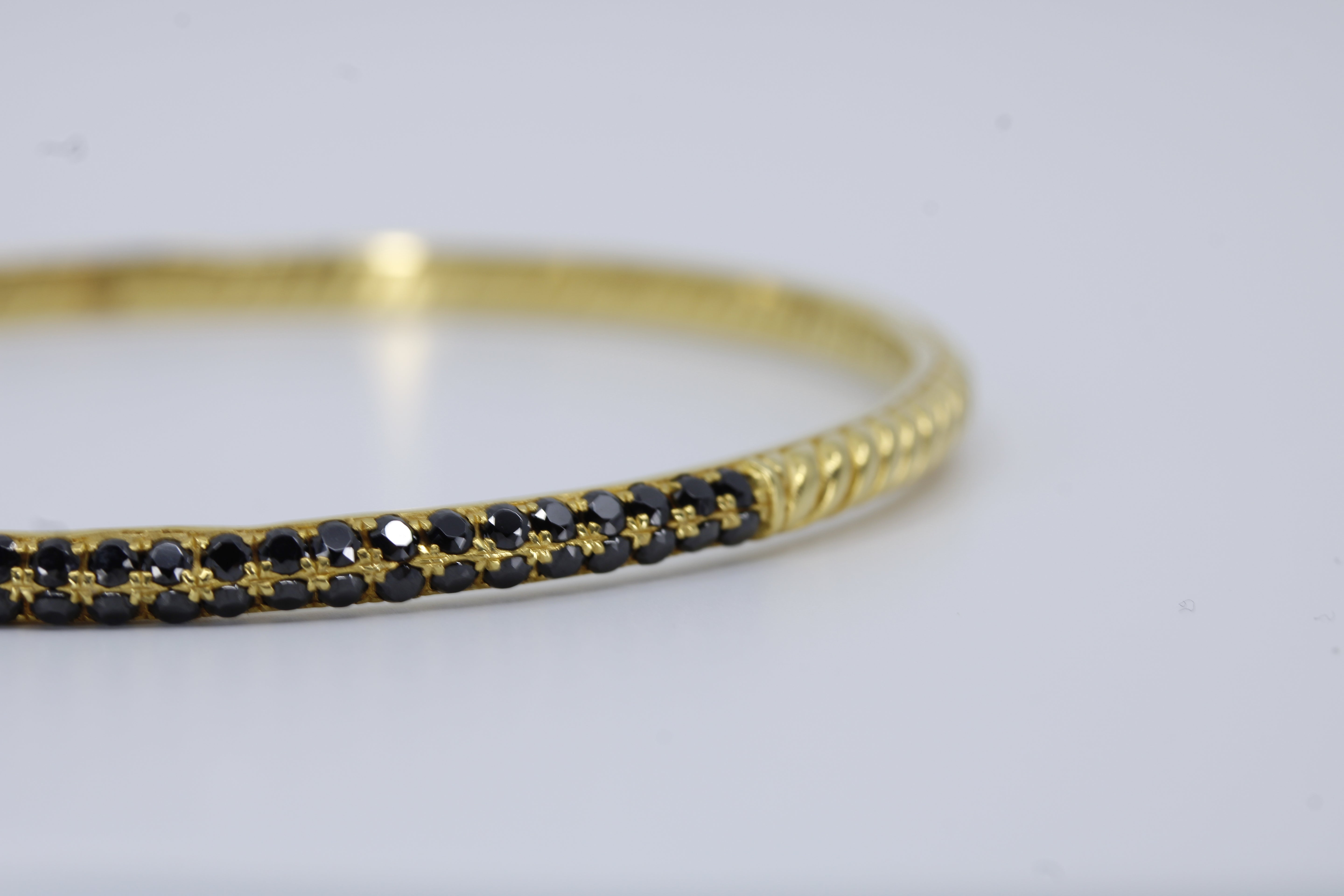 Casa Bali 18K Gold Vermeil Black Spinel Bangle Bracelet