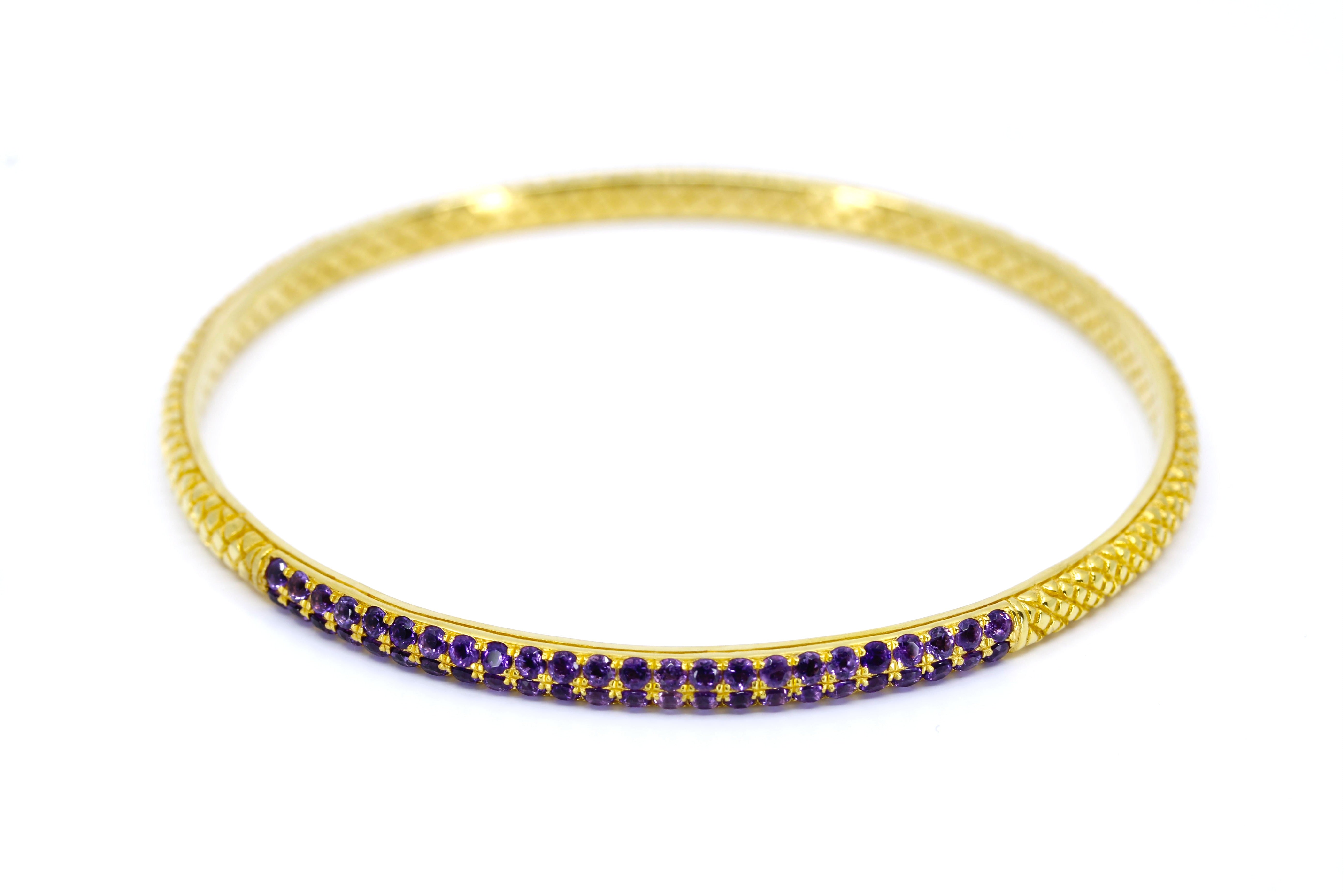 RAVENNA 18K Gold Vermeil Amethyst Bangle Bracelet
