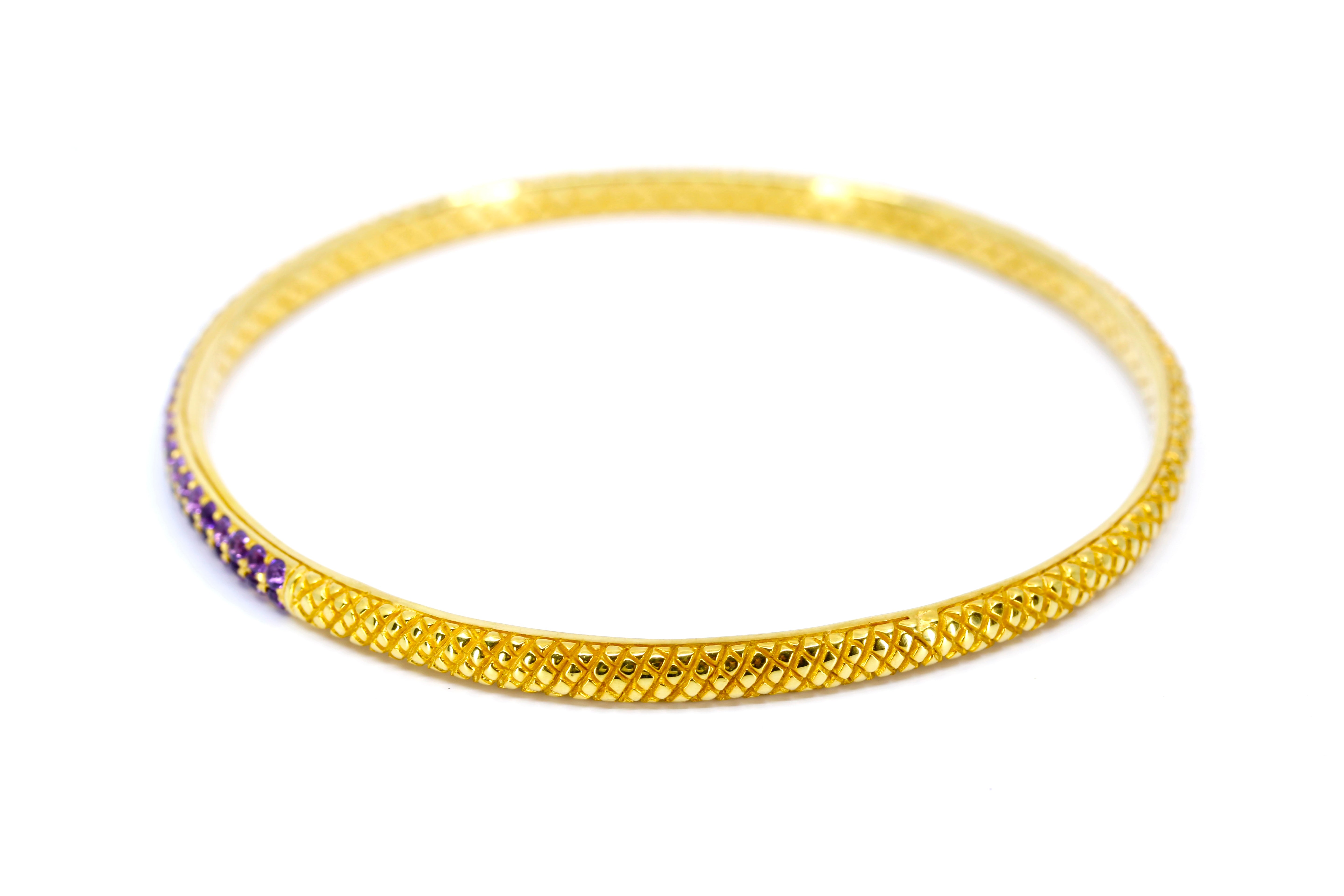 RAVENNA 18K Gold Vermeil Amethyst Bangle Bracelet
