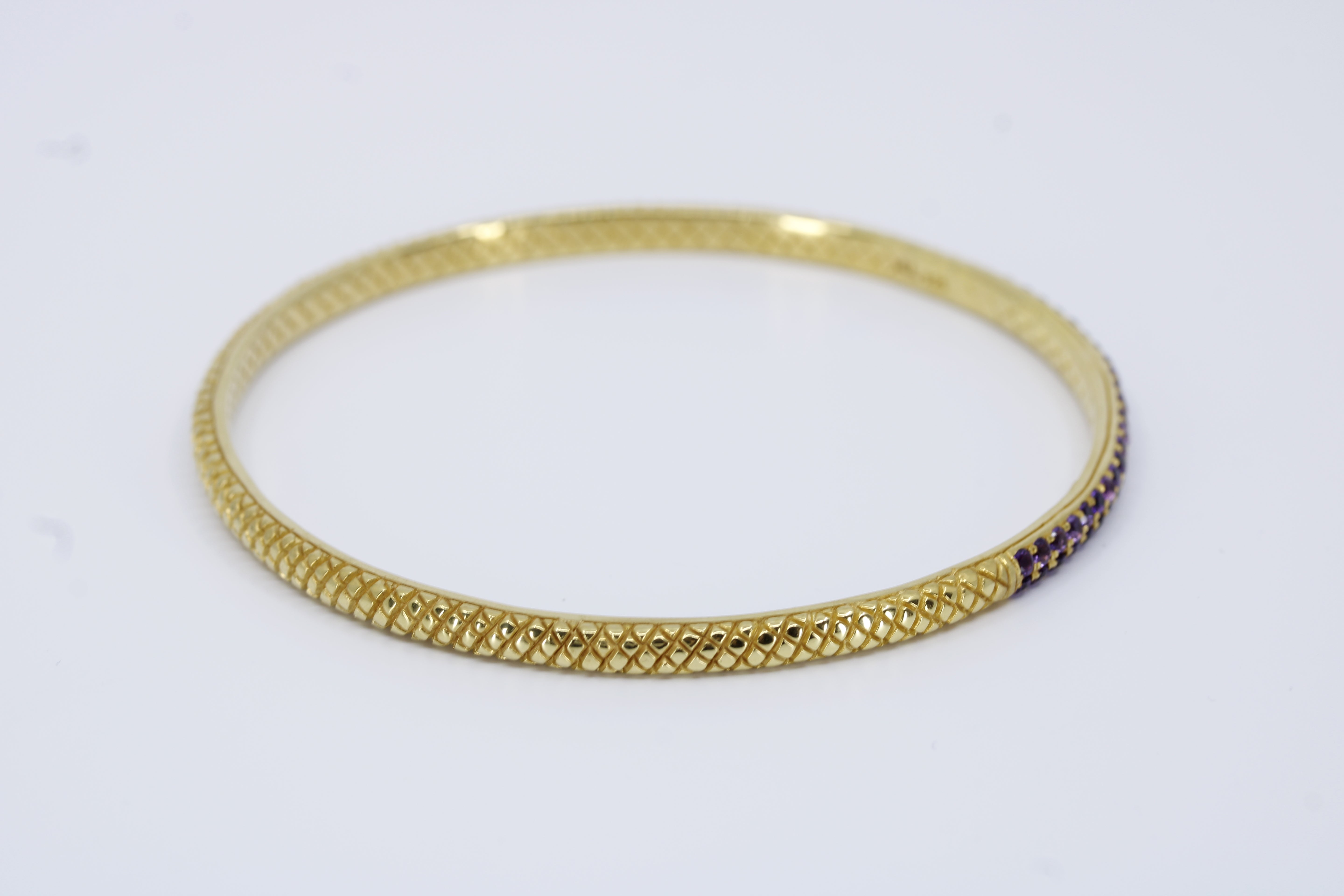 Casa Bali 18K Gold Vermeil Amethyst Bangle Bracelet