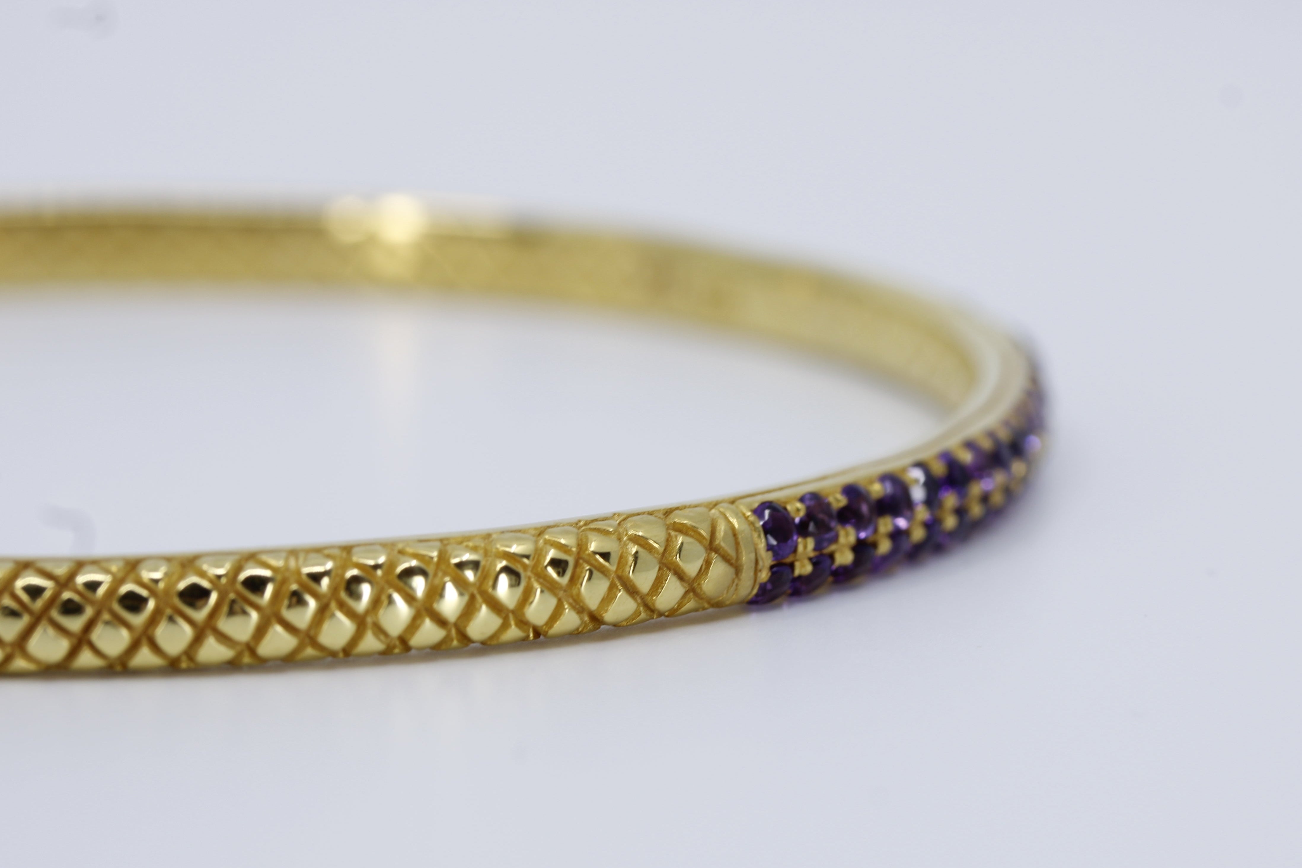 RAVENNA 18K Gold Vermeil Amethyst Bangle Bracelet