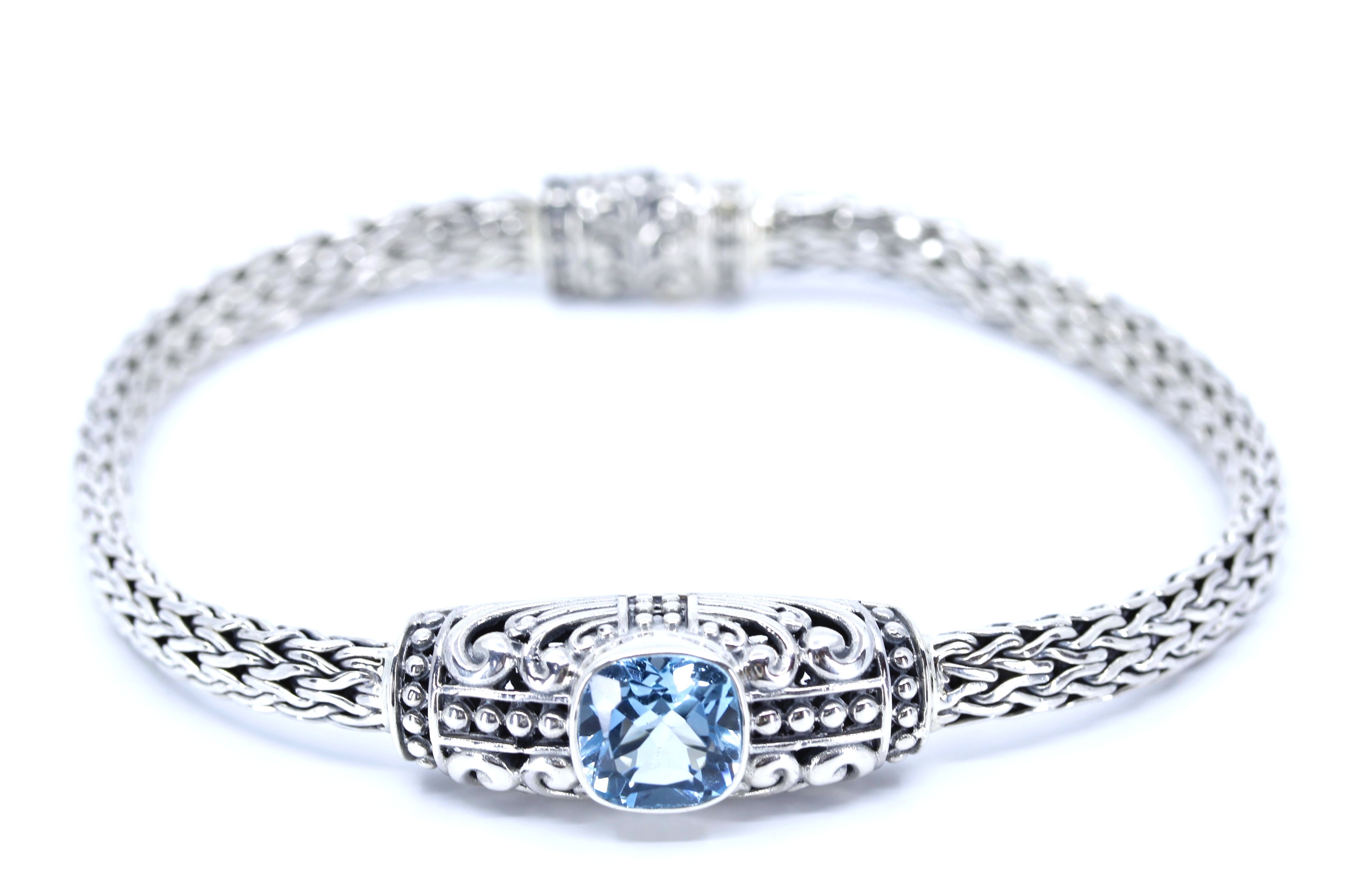 ALBA Woven Station Bracelet with Blue Topaz