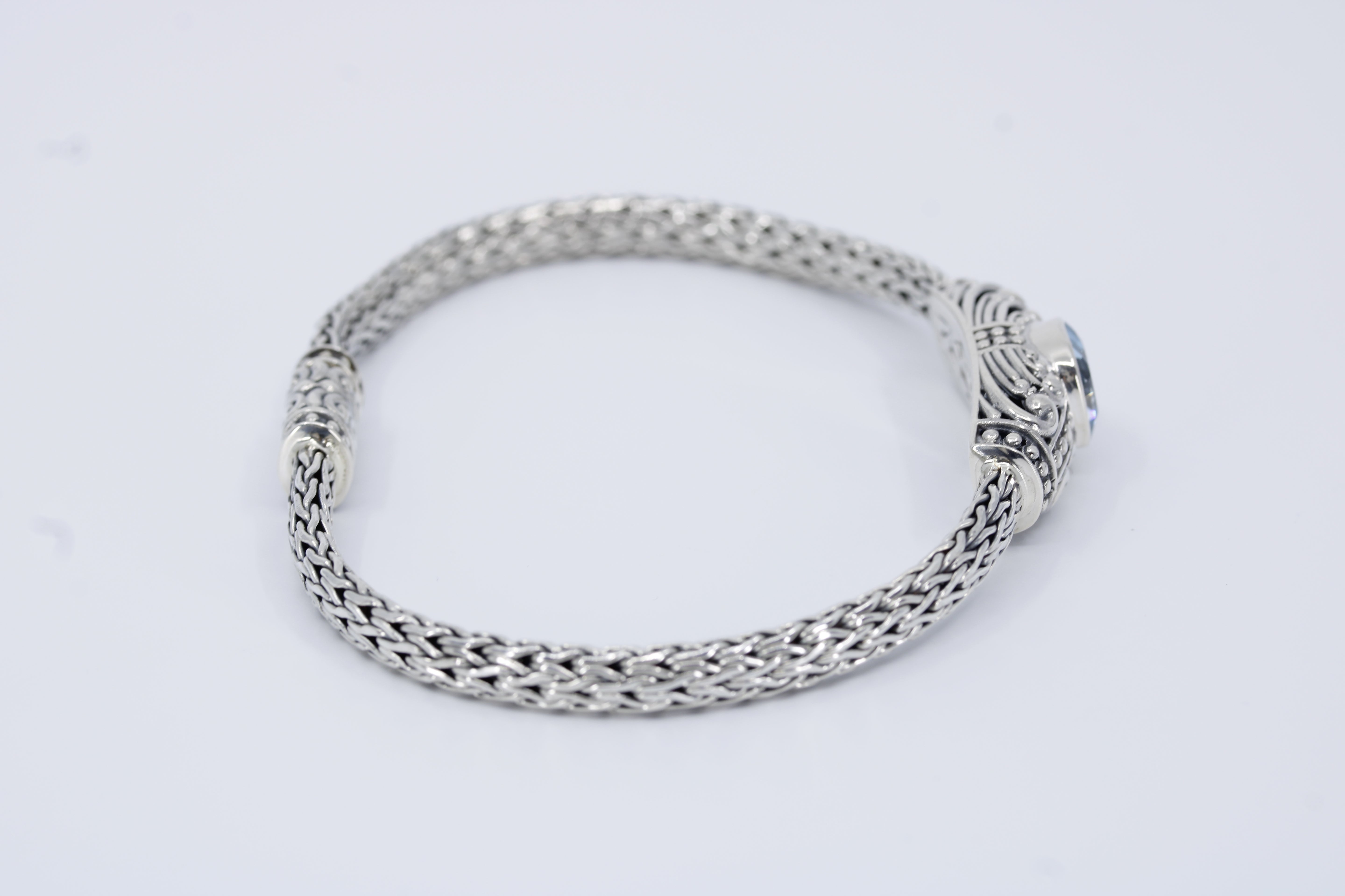 Casa Bali Woven Station Bracelet with Blue Topaz