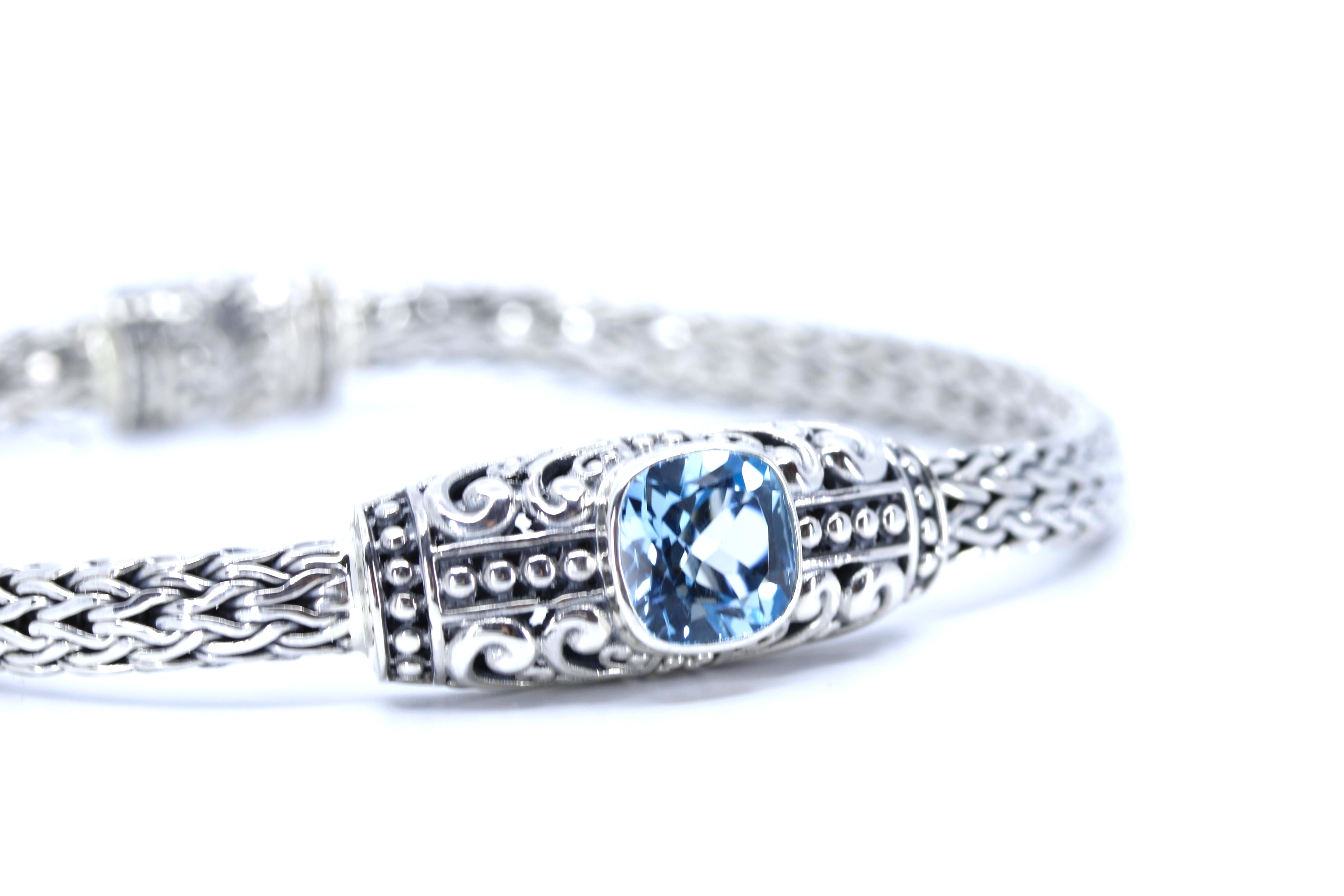 ALBA Woven Station Bracelet with Blue Topaz