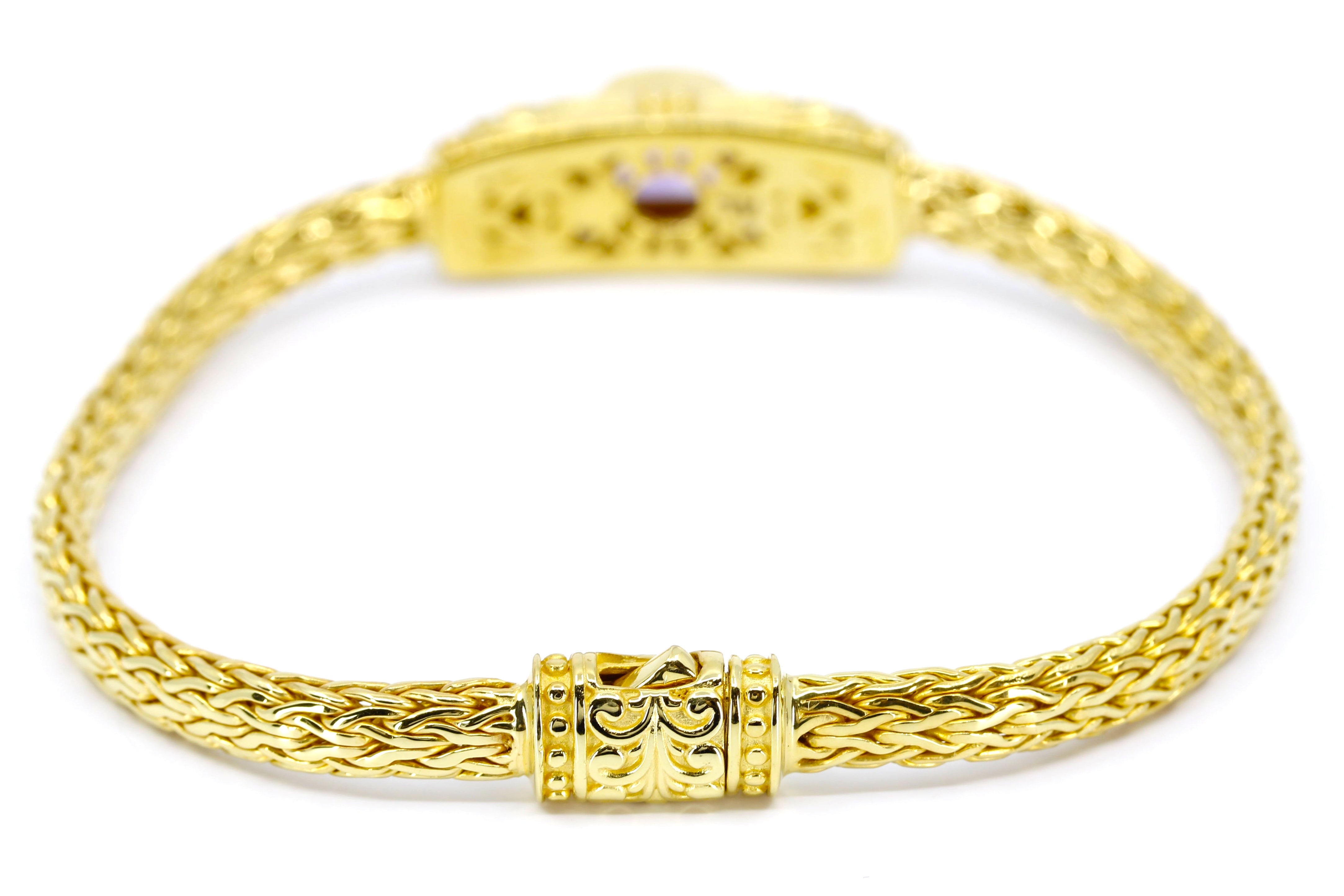 ALBA 18K Gold Vermeil Woven Station Bracelet with Amethyst