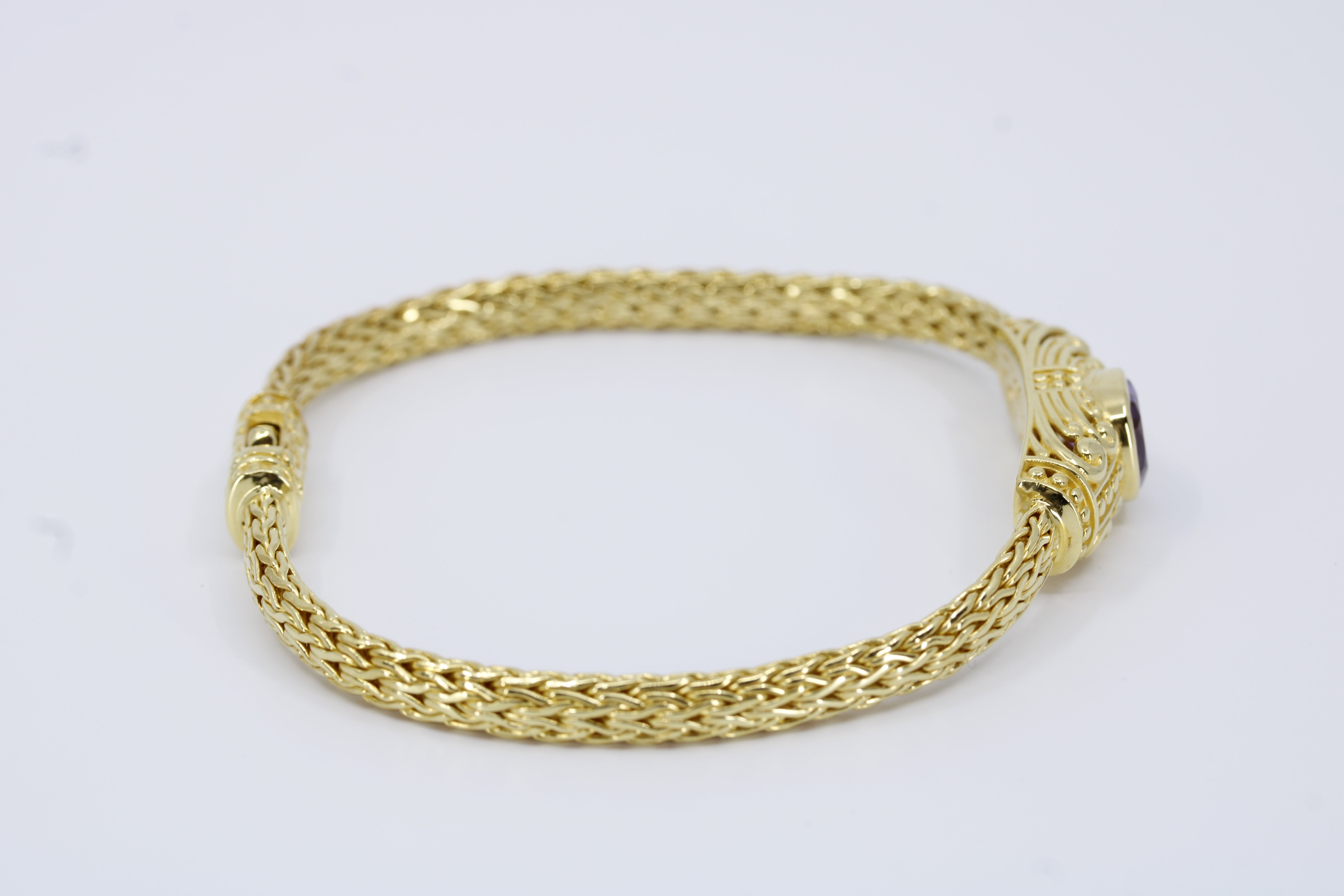 Casa Bali 18K Gold Vermeil Woven Station Bracelet with Amethyst