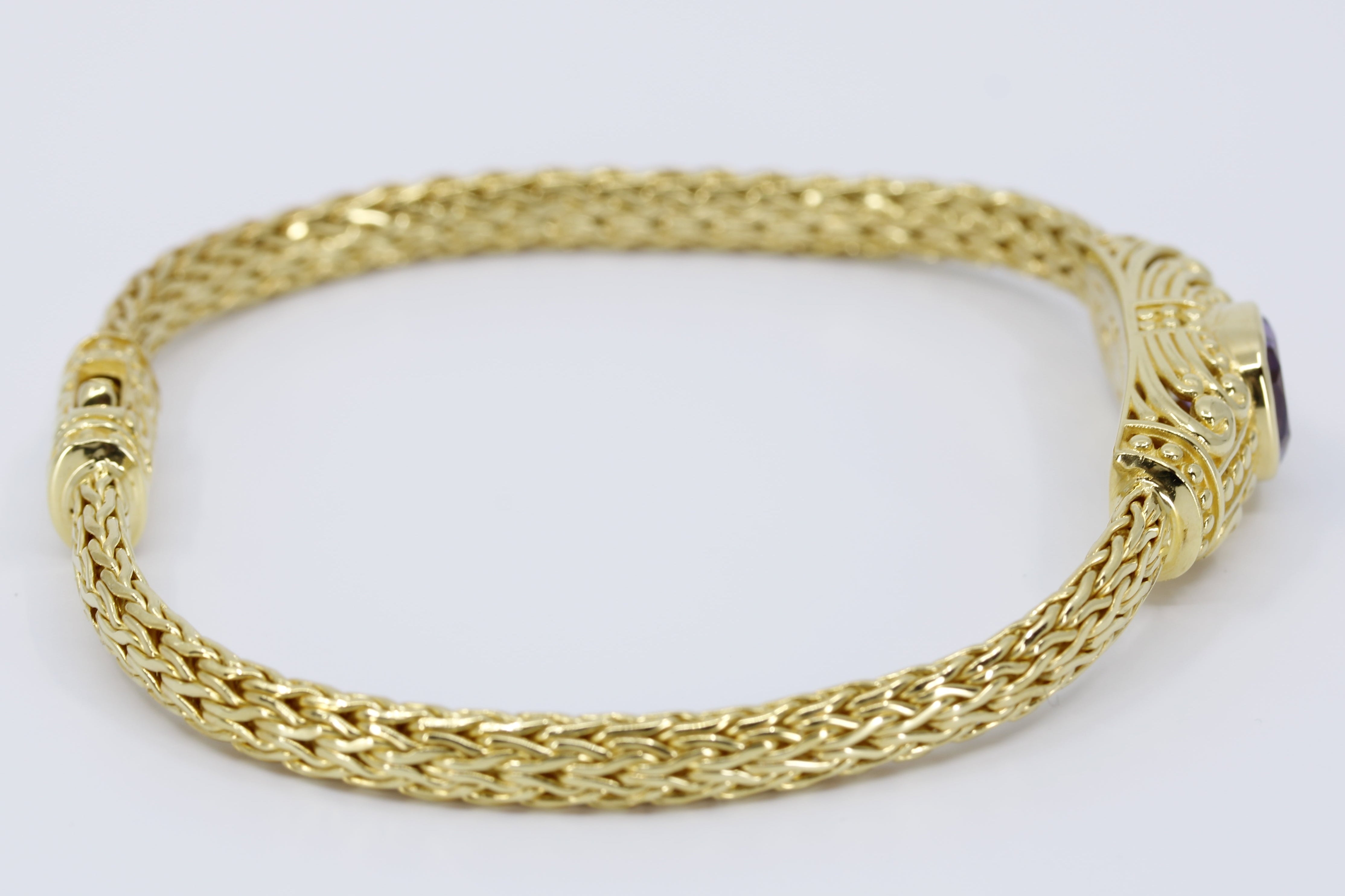 ALBA 18K Gold Vermeil Woven Station Bracelet with Amethyst