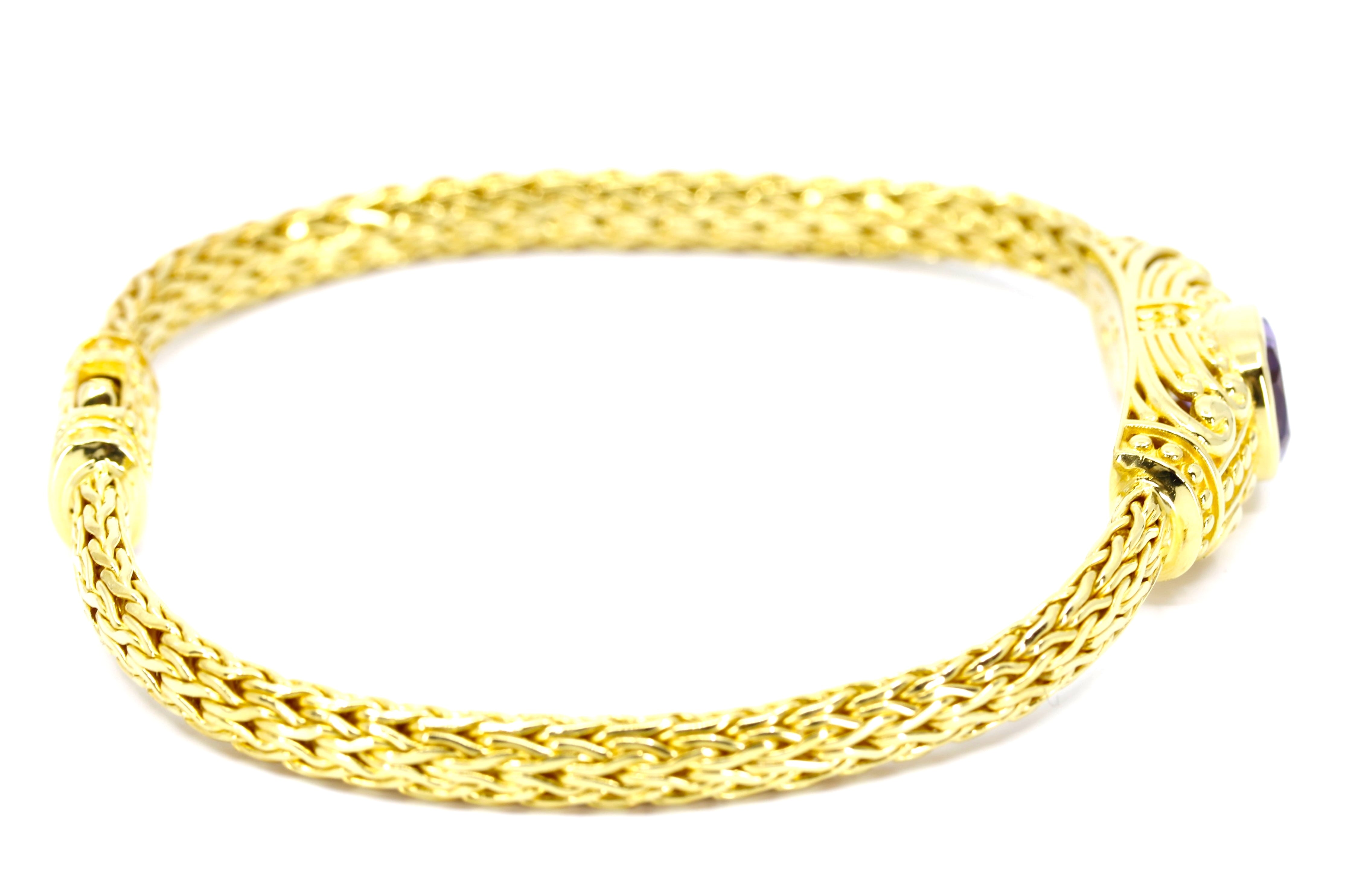 ALBA 18K Gold Vermeil Woven Station Bracelet with Amethyst