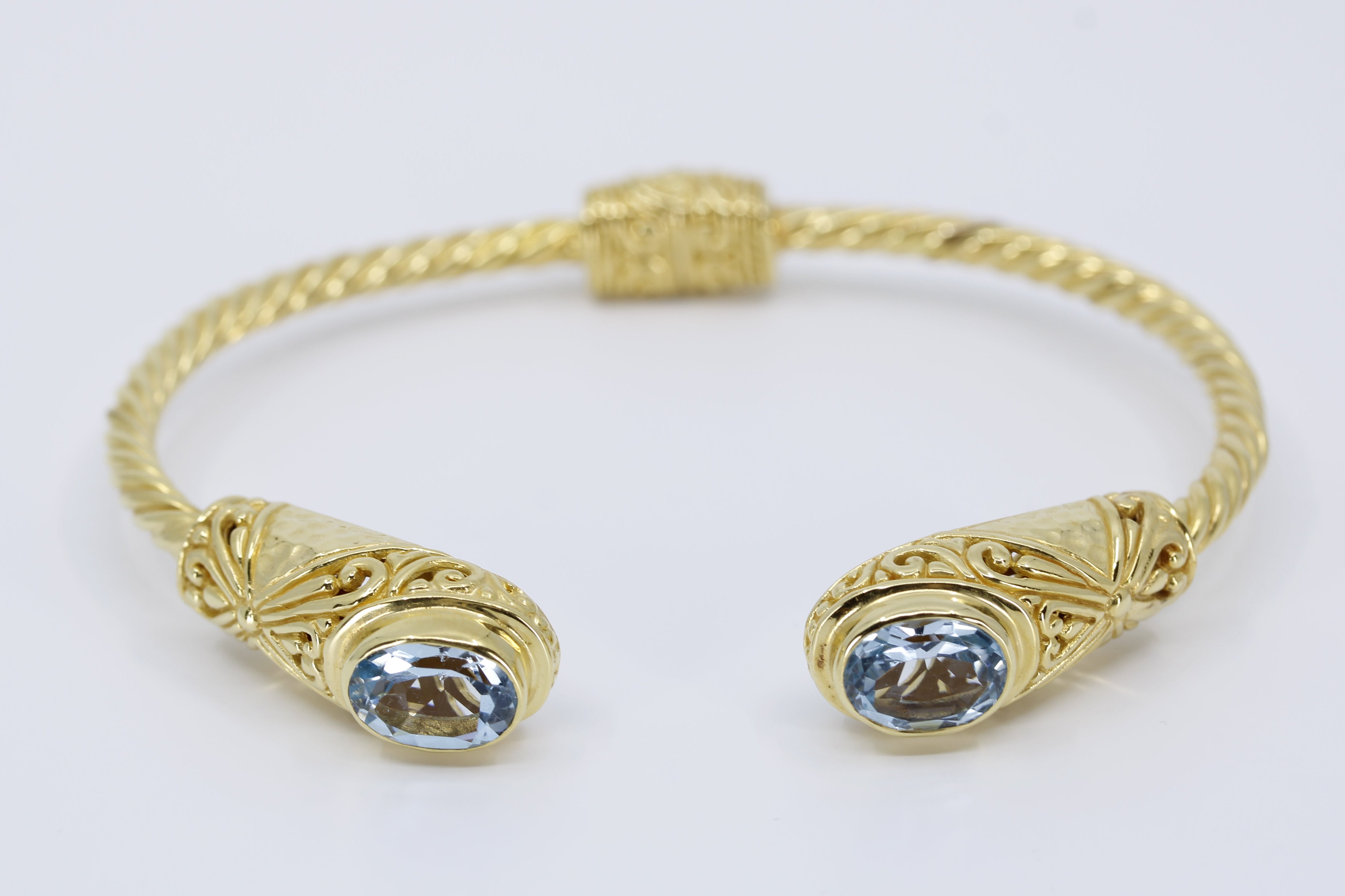 ALBA 18K Gold Vermeil Blue Topaz Rope Cuff Bracelet