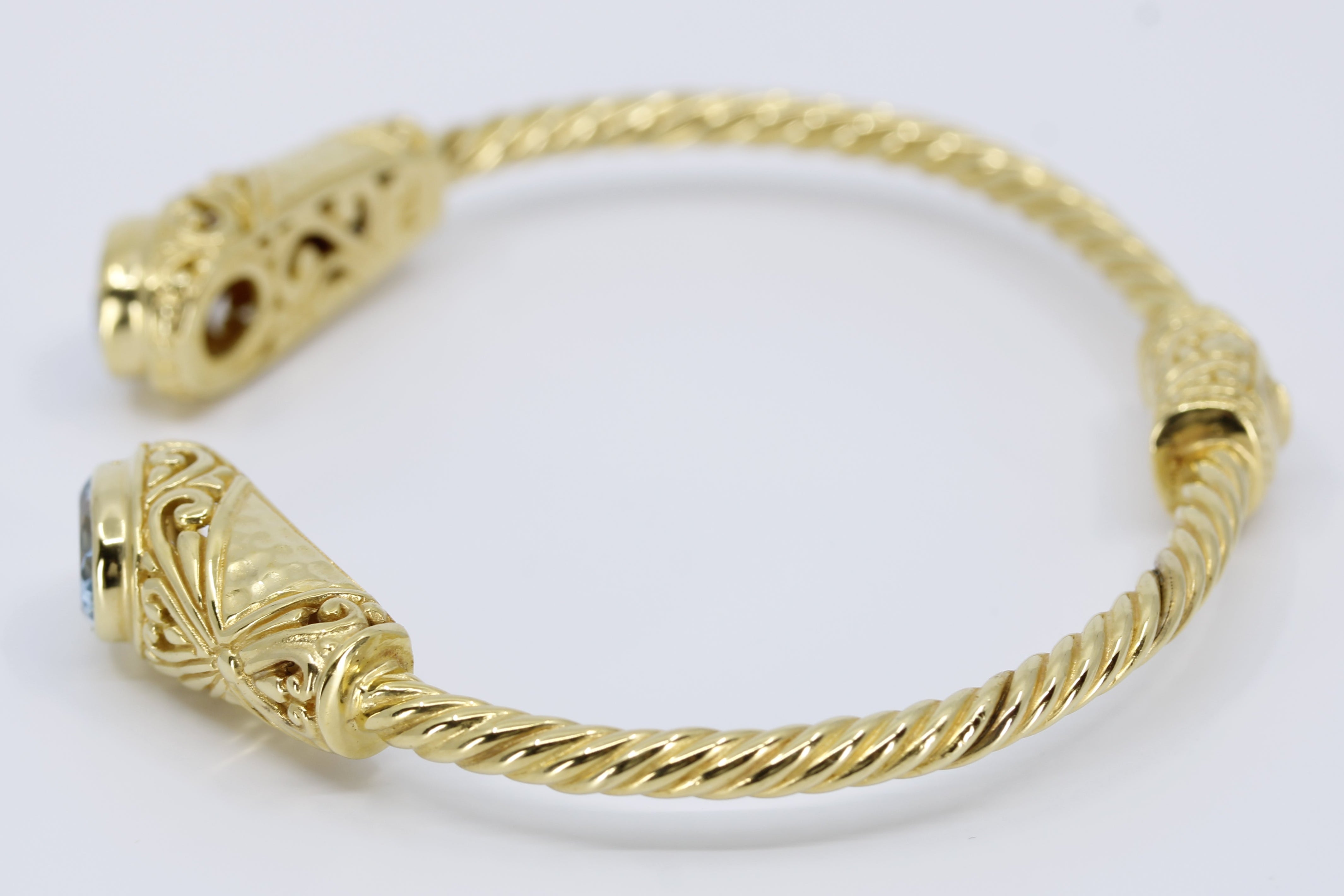 ALBA 18K Gold Vermeil Blue Topaz Rope Cuff Bracelet