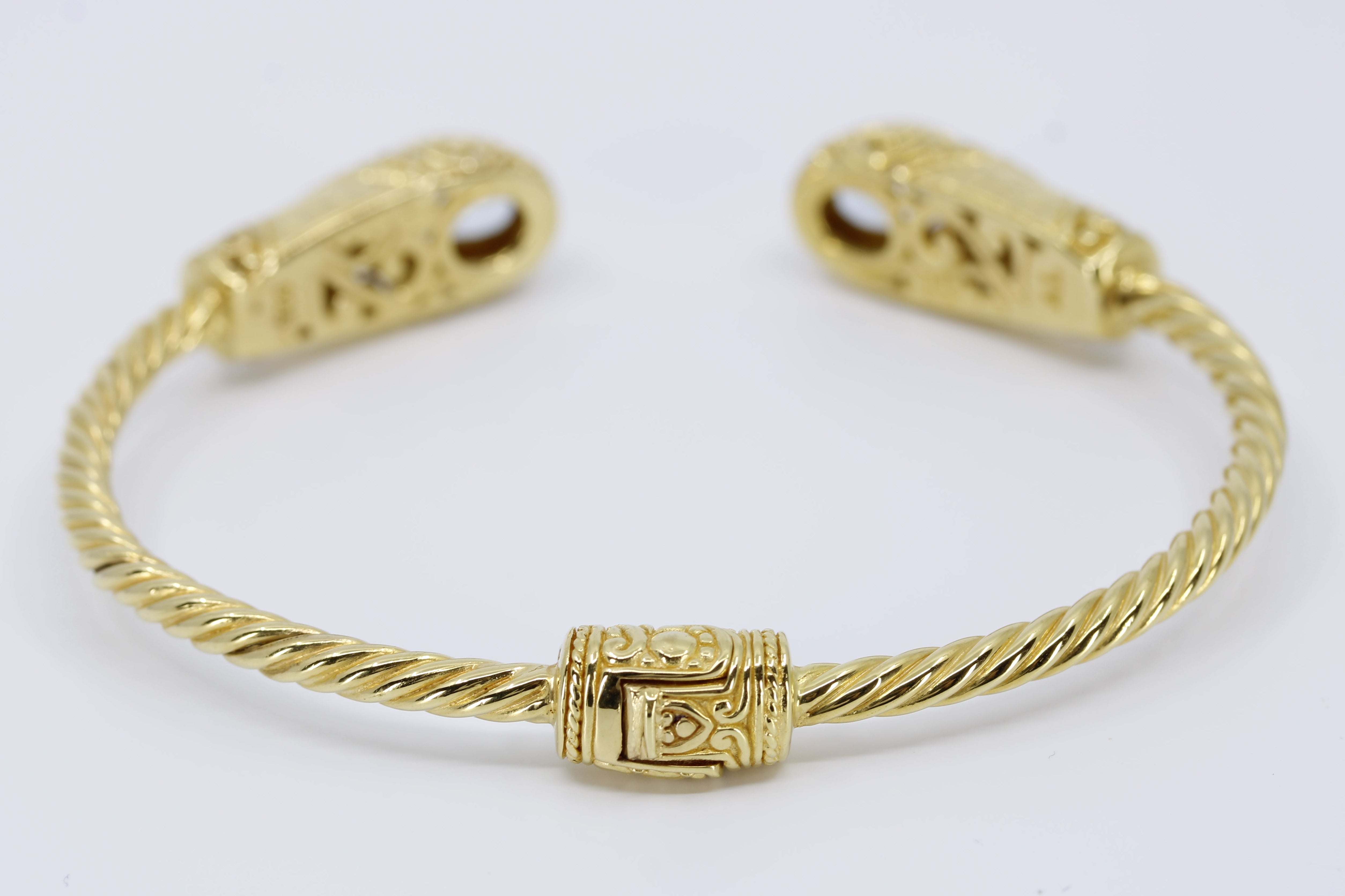 ALBA 18K Gold Vermeil Blue Topaz Rope Cuff Bracelet