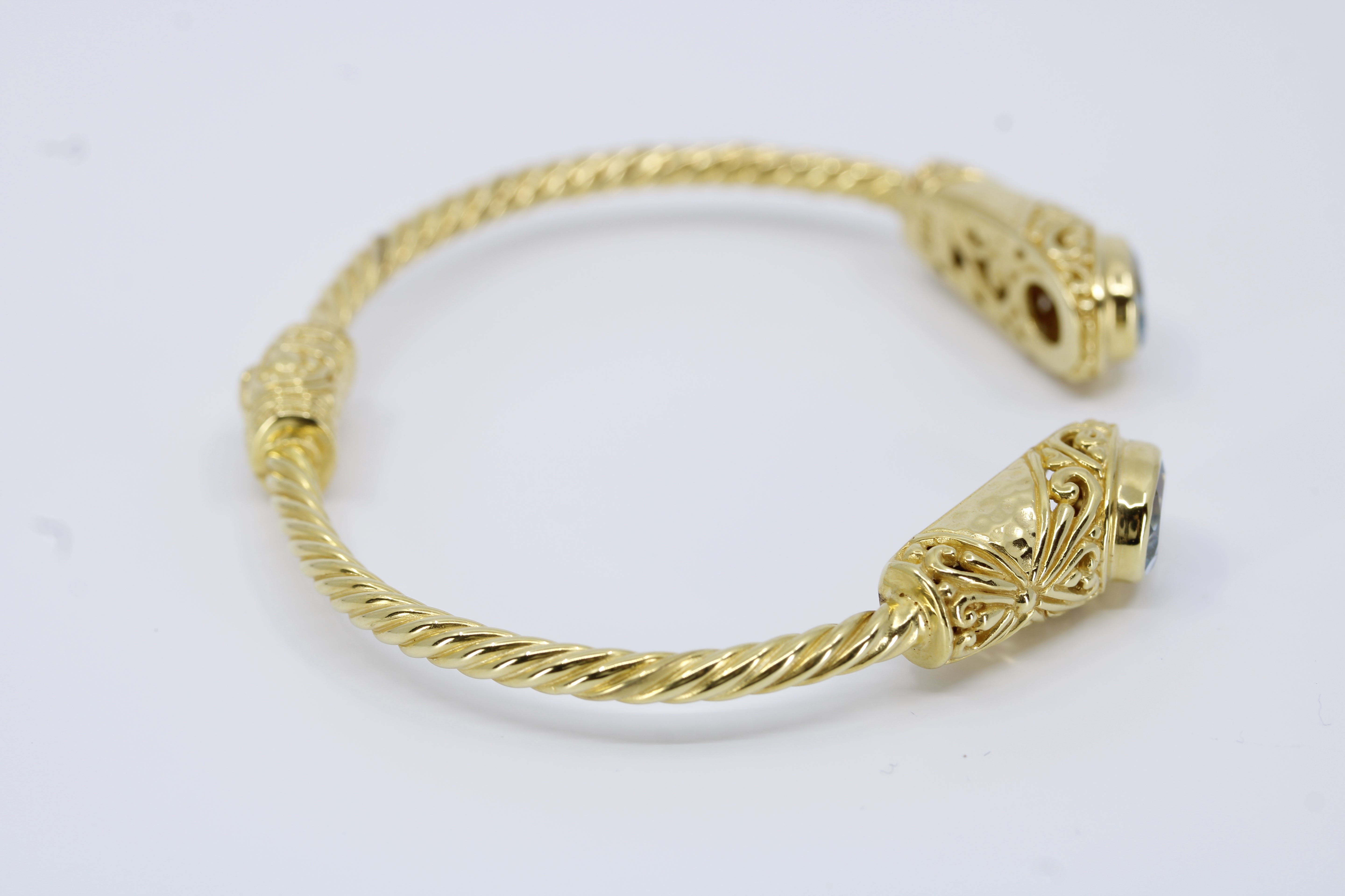Casa Bali 18K Gold Vermeil Blue Topaz Rope Cuff Bracelet