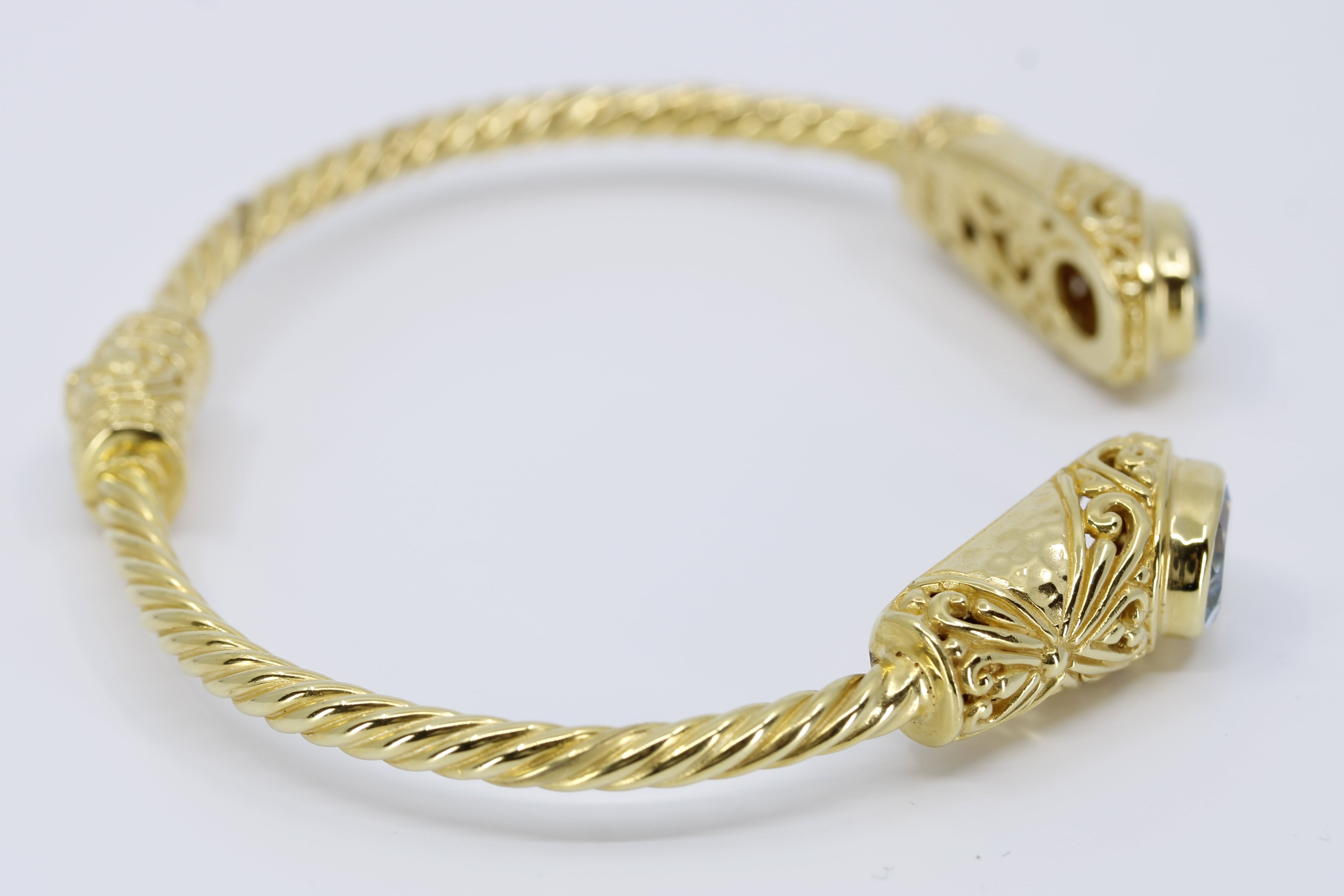 ALBA 18K Gold Vermeil Blue Topaz Rope Cuff Bracelet