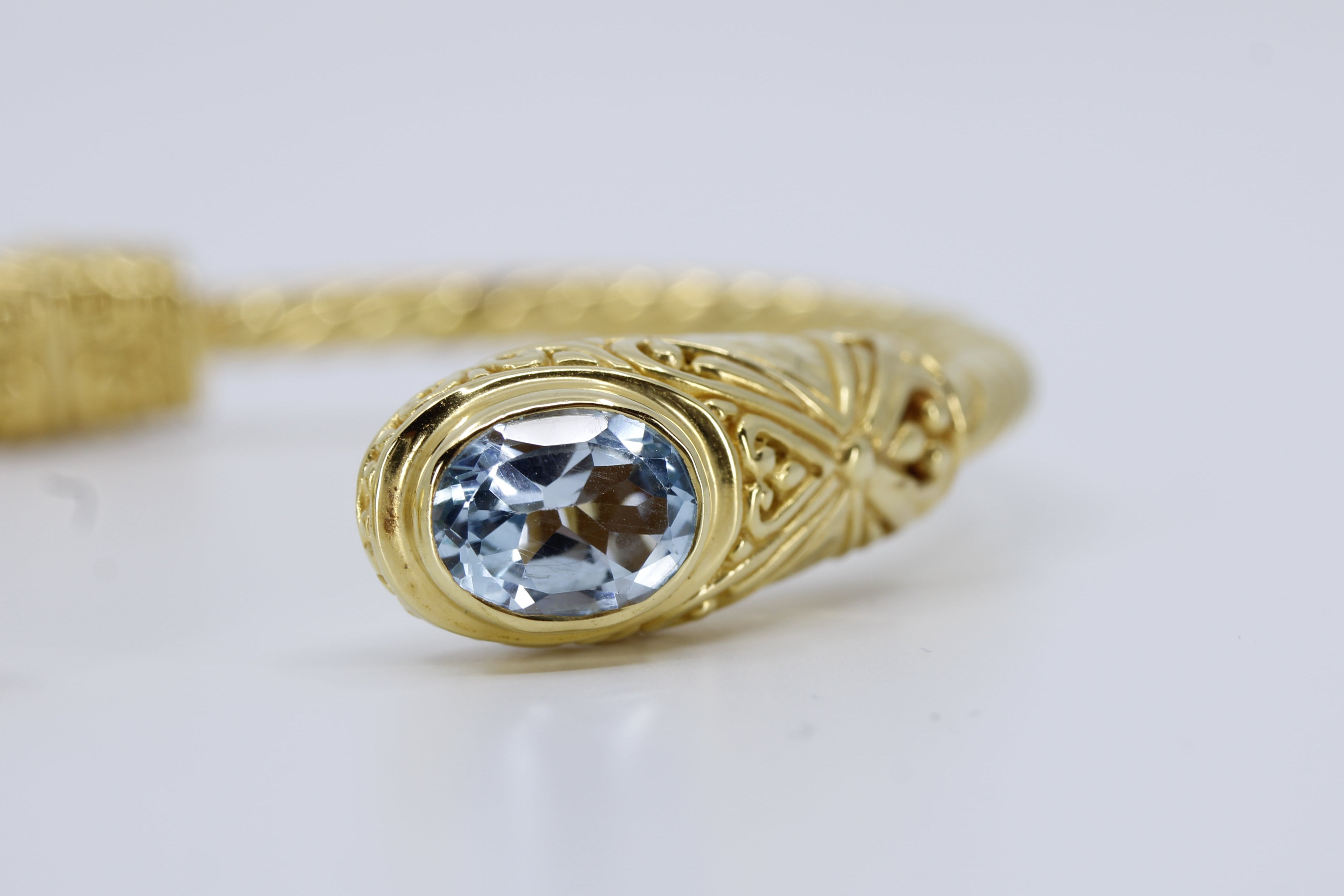 ALBA 18K Gold Vermeil Blue Topaz Rope Cuff Bracelet