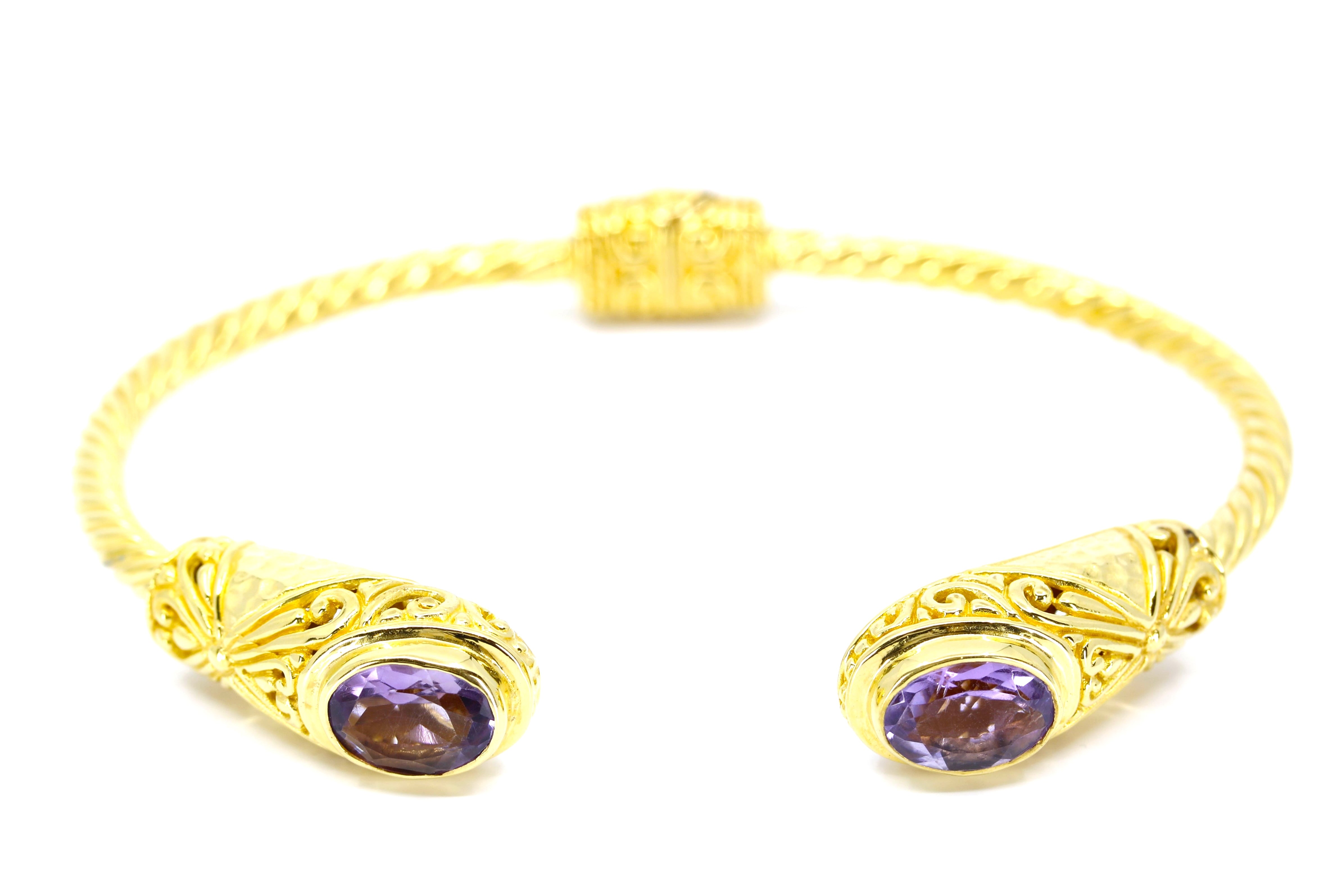 ALBA 18K Gold Vermeil Amethyst Rope Cuff Bracelet