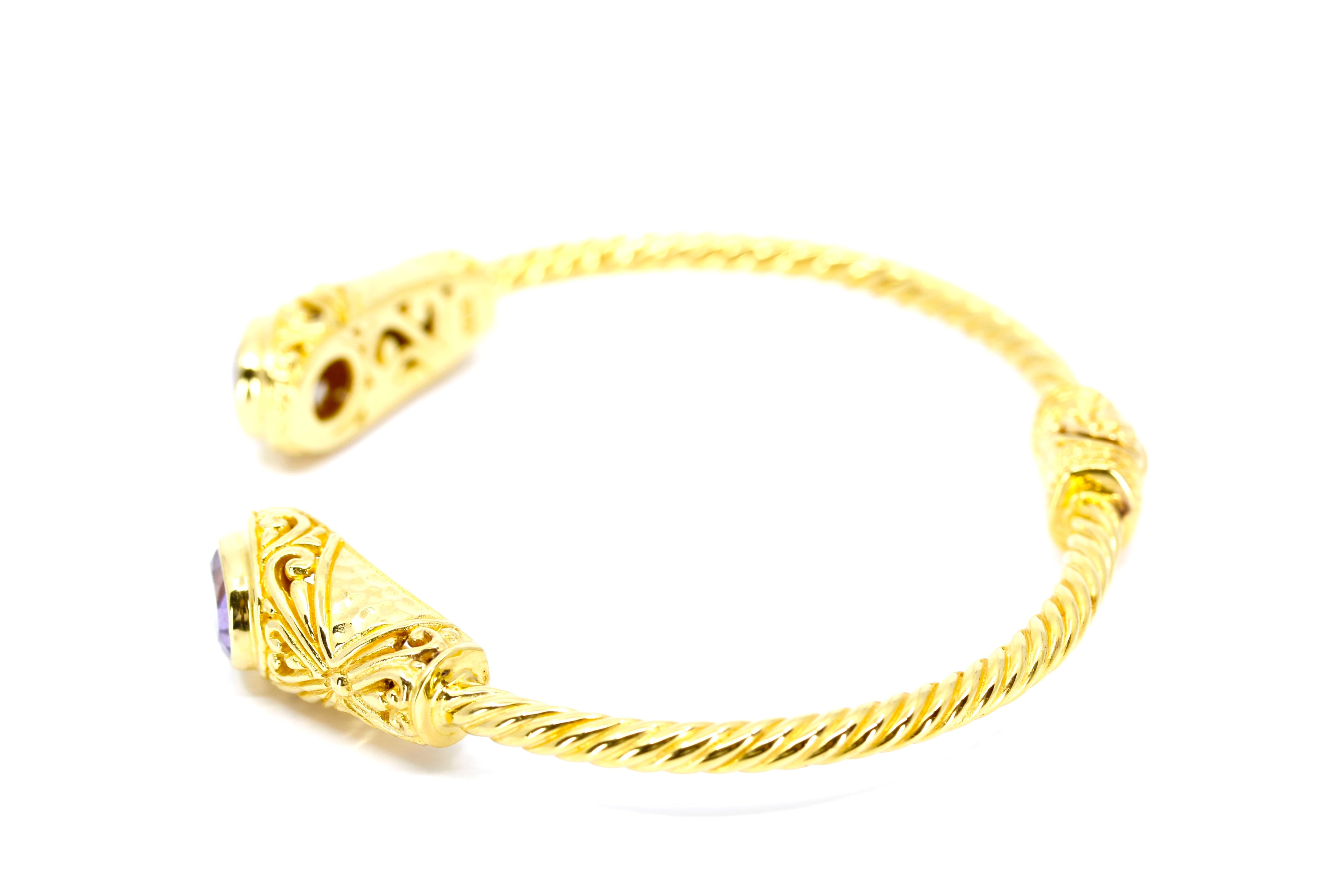 ALBA 18K Gold Vermeil Amethyst Rope Cuff Bracelet