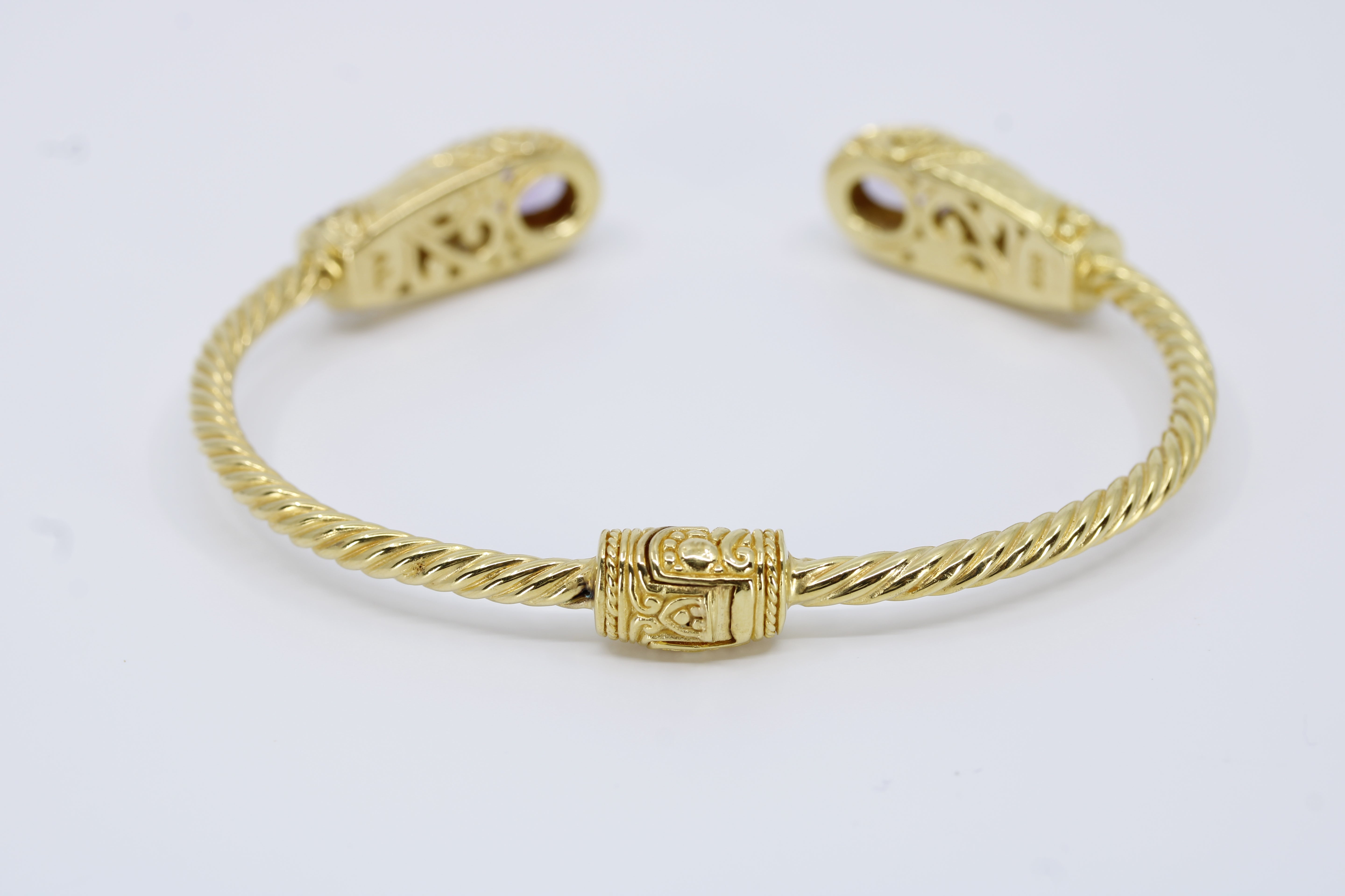 Casa Bali 18K Gold Vermeil Amethyst Rope Cuff Bracelet