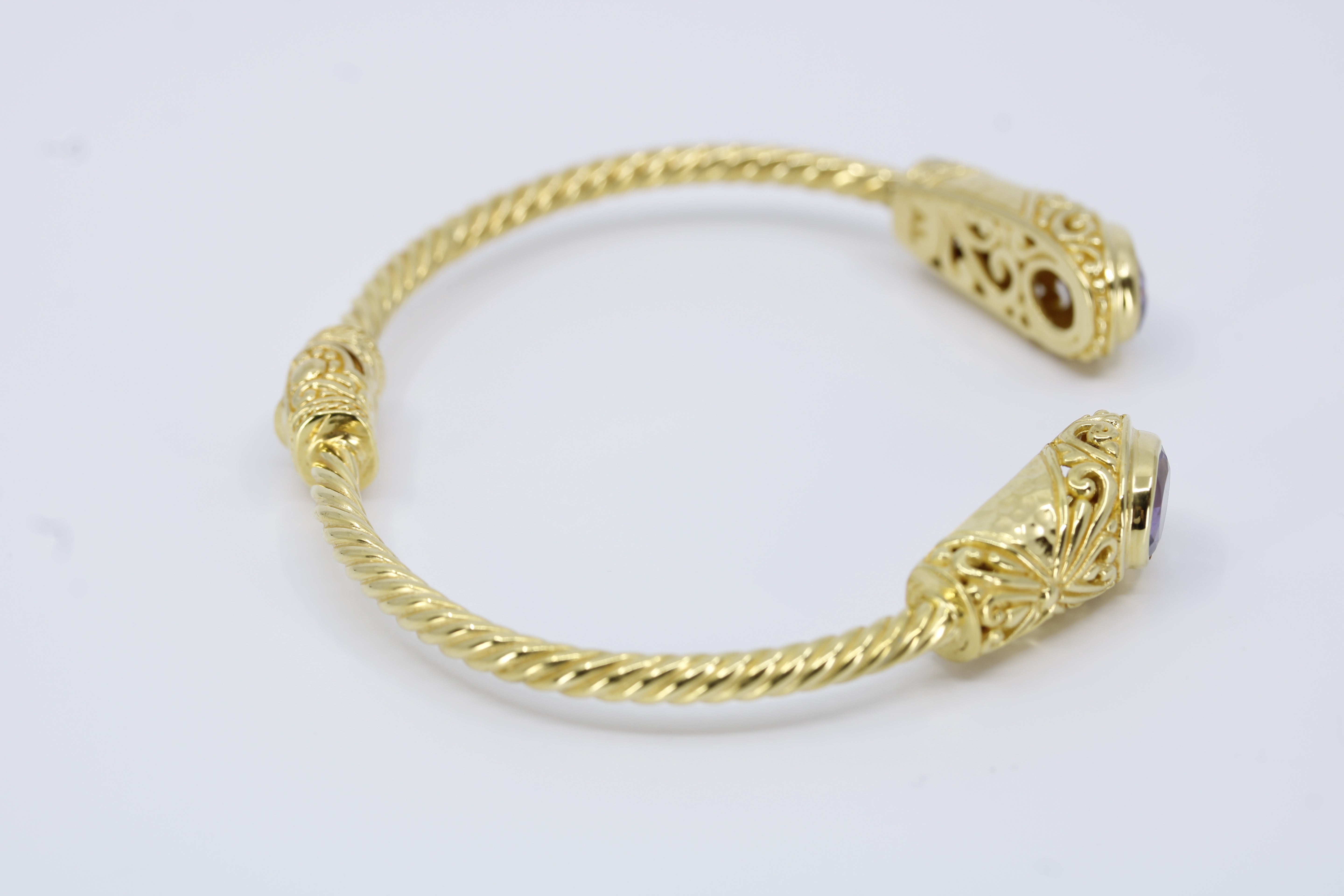 Casa Bali 18K Gold Vermeil Amethyst Rope Cuff Bracelet