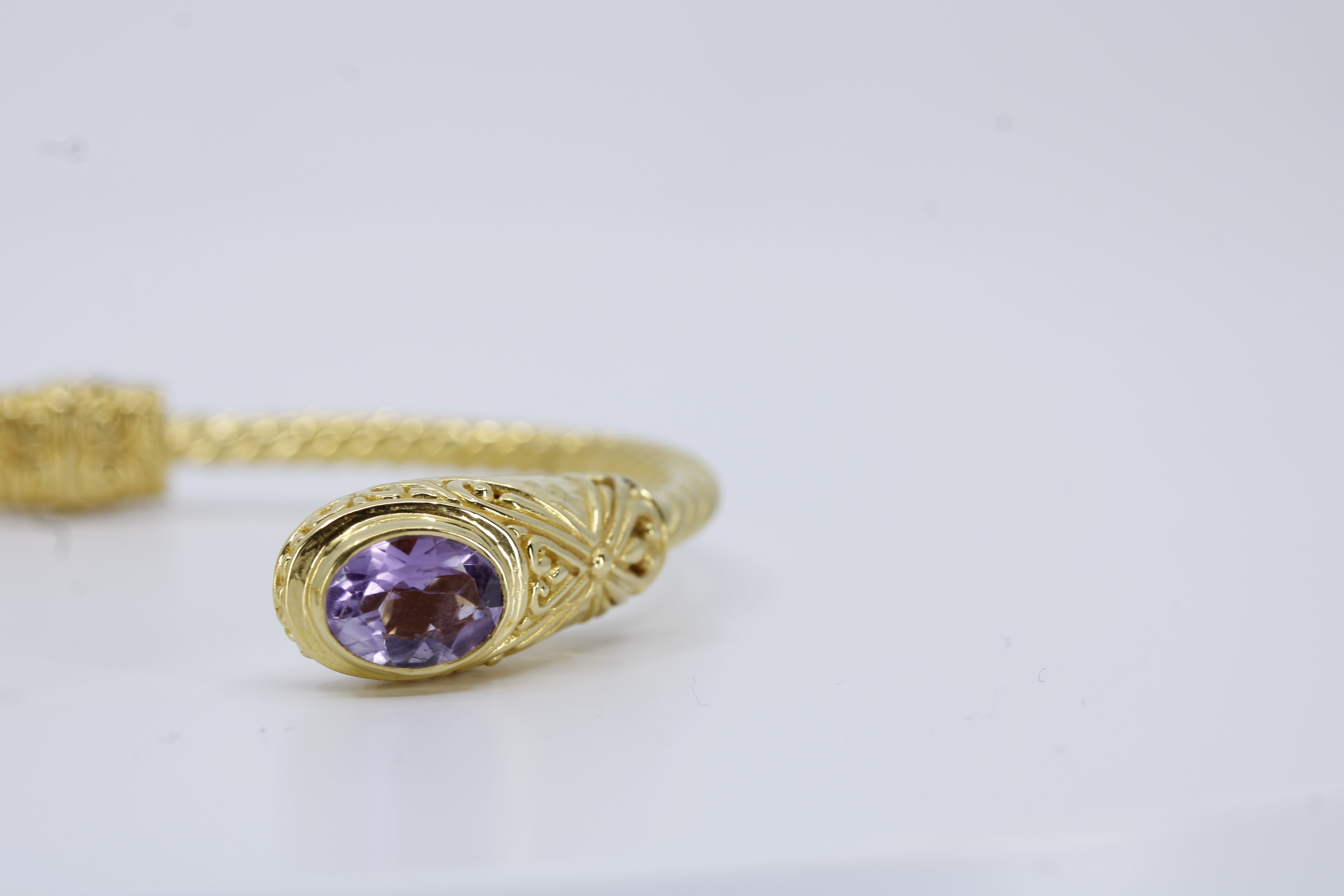 Casa Bali 18K Gold Vermeil Amethyst Rope Cuff Bracelet