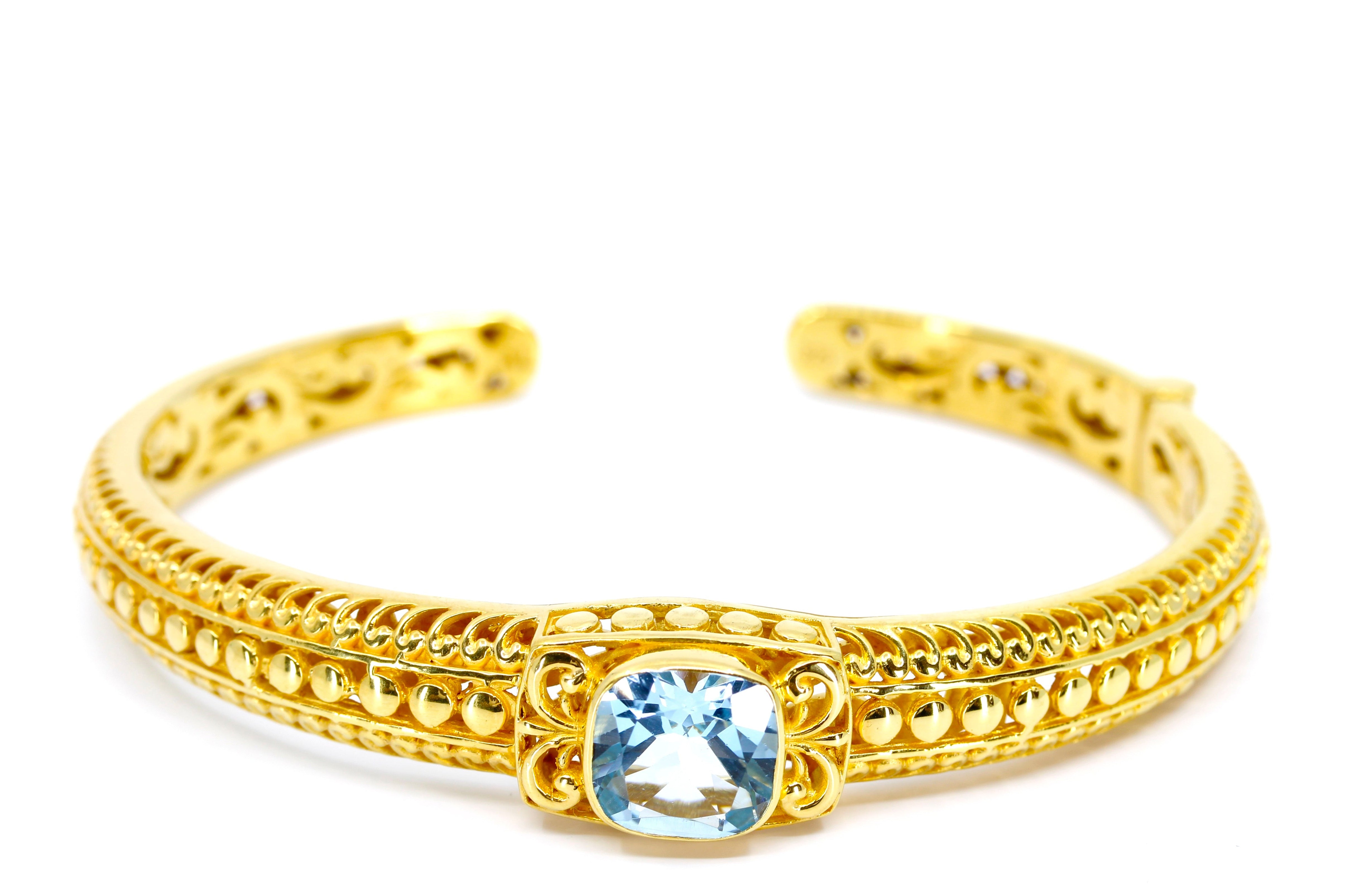 ALBA 18K Gold Vermeil Blue Topaz Cuff Bracelet