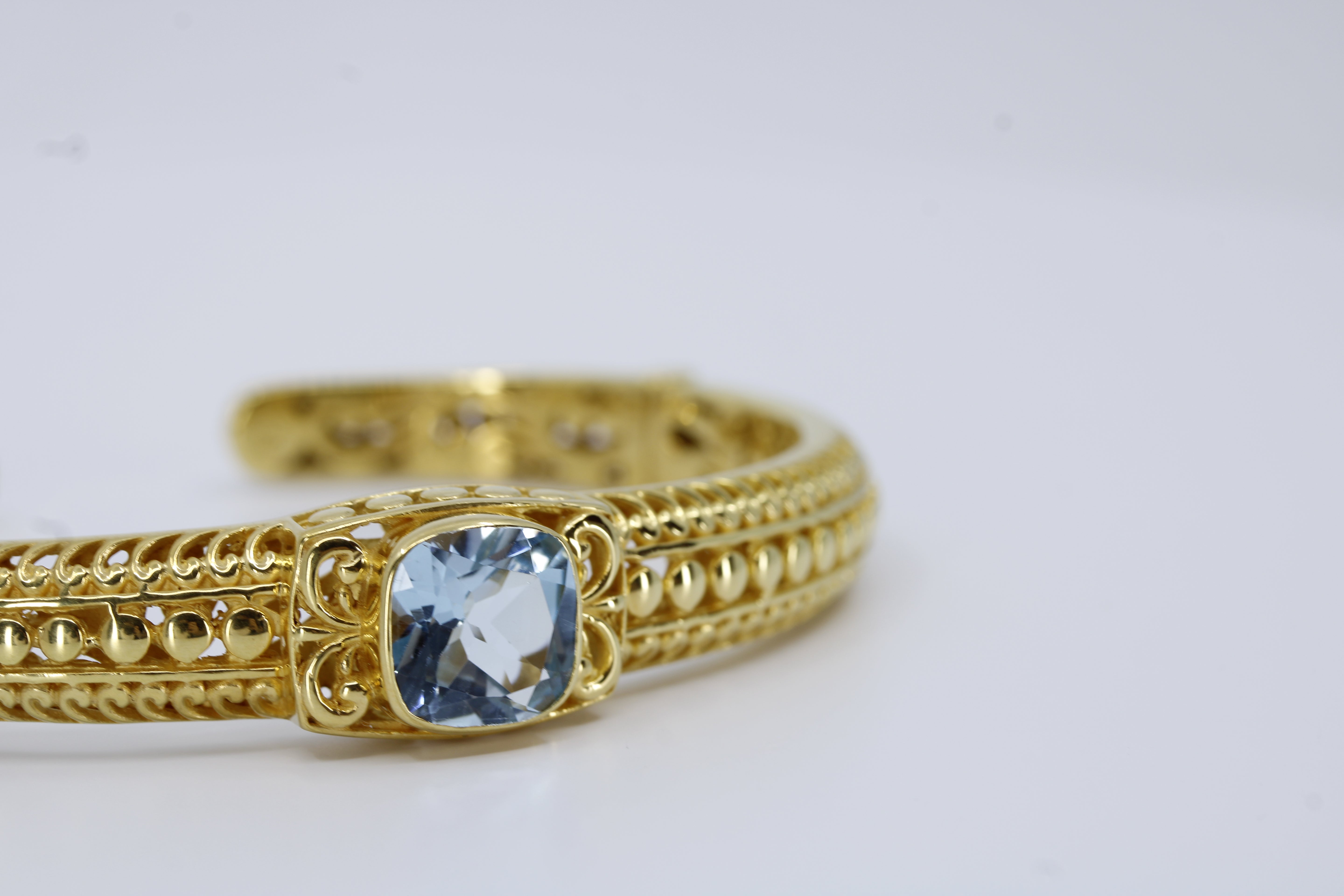 Casa Bali 18K Gold Vermeil Blue Topaz Cuff Bracelet
