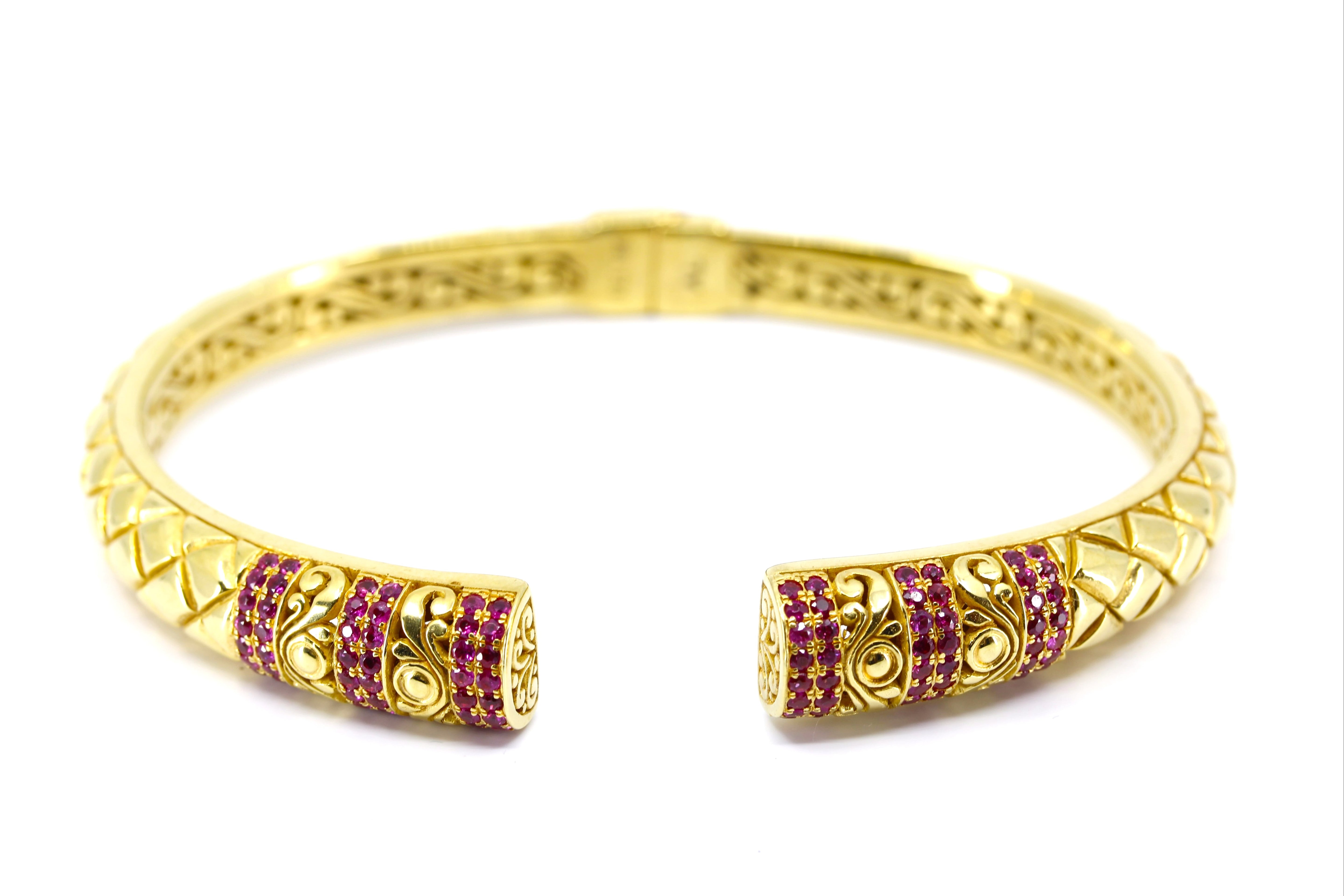 RAVENNA 18K Gold Vermeil Ruby Cuff Bracelet