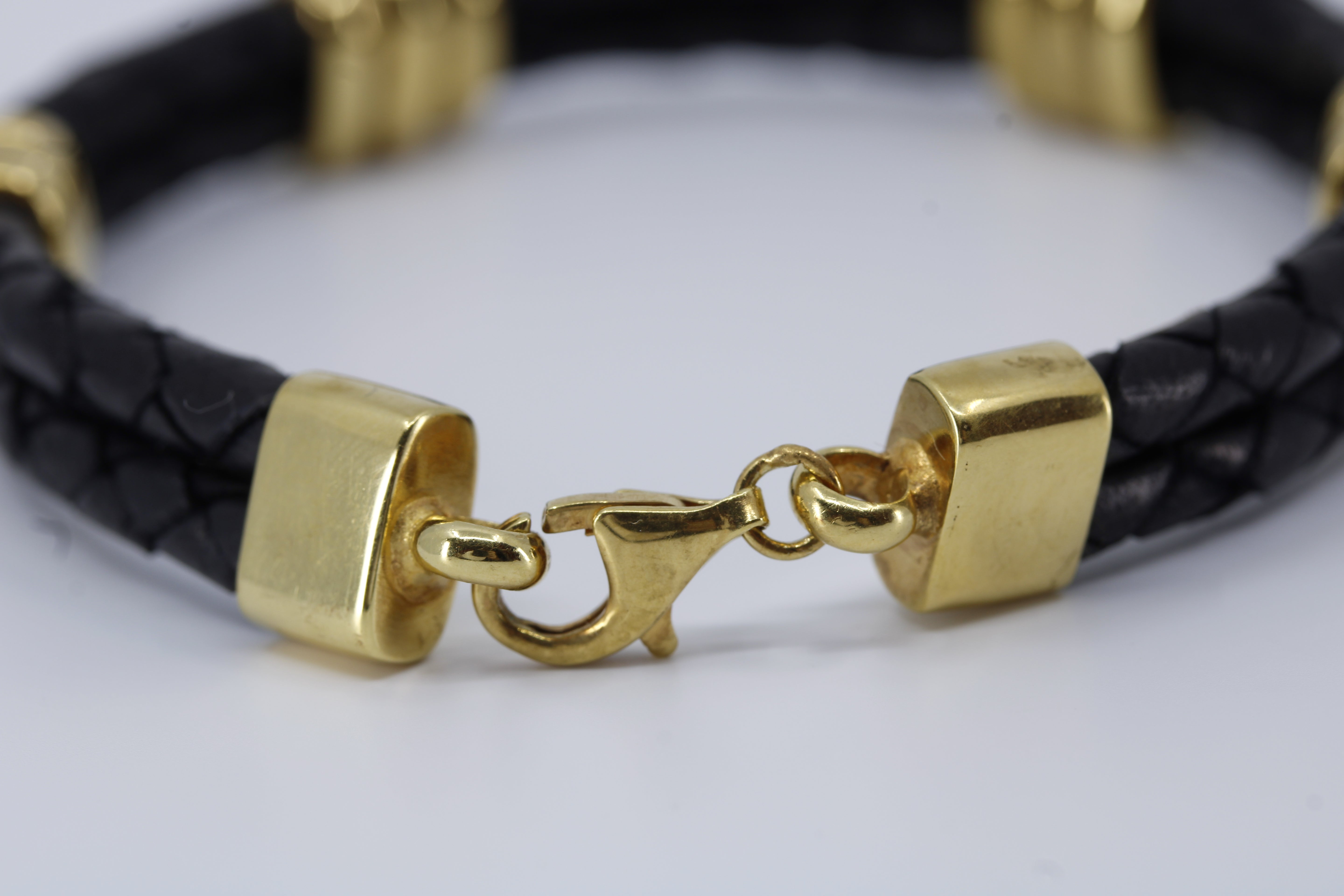 Braided Leather Bracelet with 18K Gold Vermeil Tri Accent