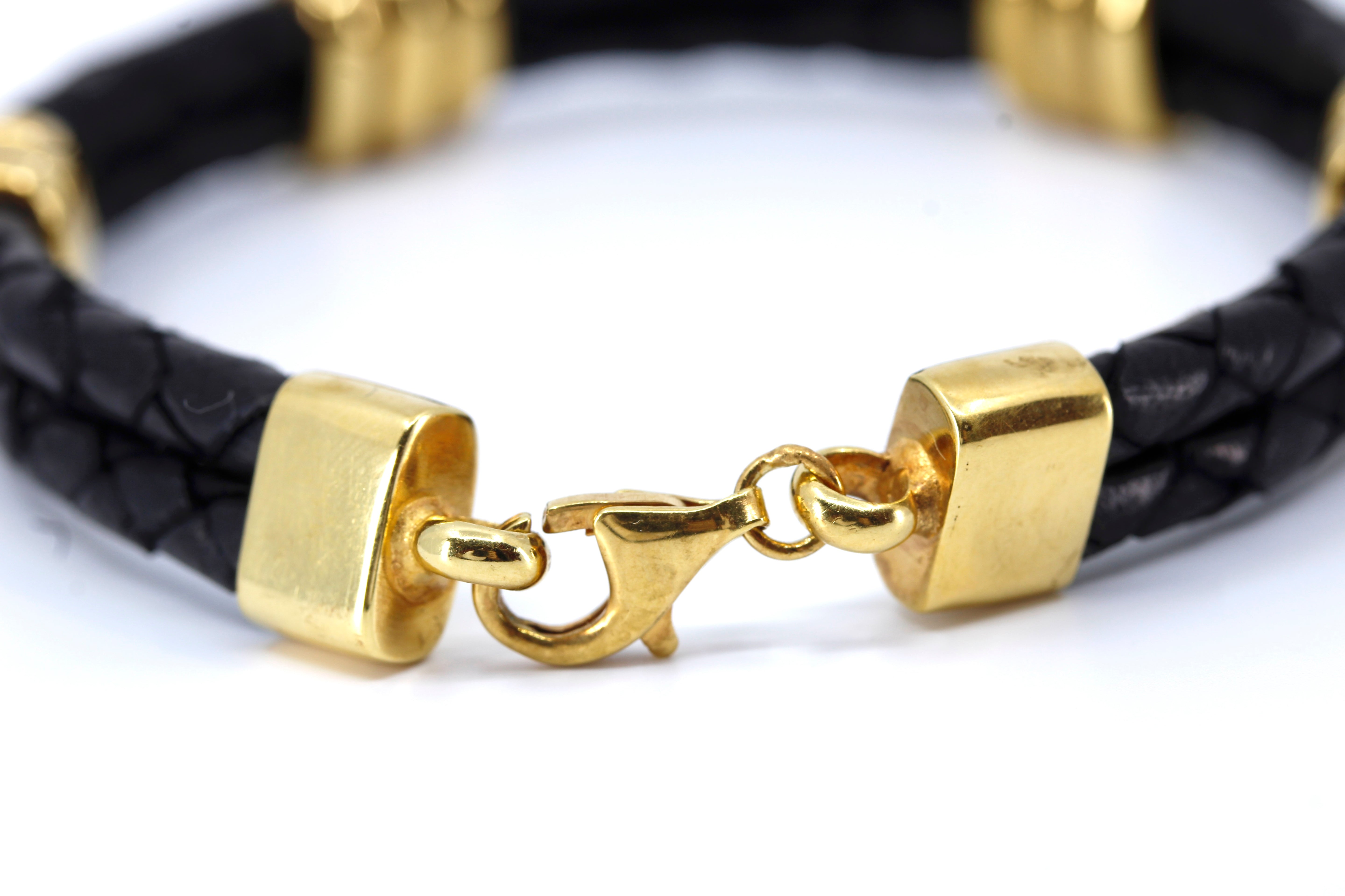 NOVA Braided Leather Bracelet with 18K Gold Vermeil Tri Accent