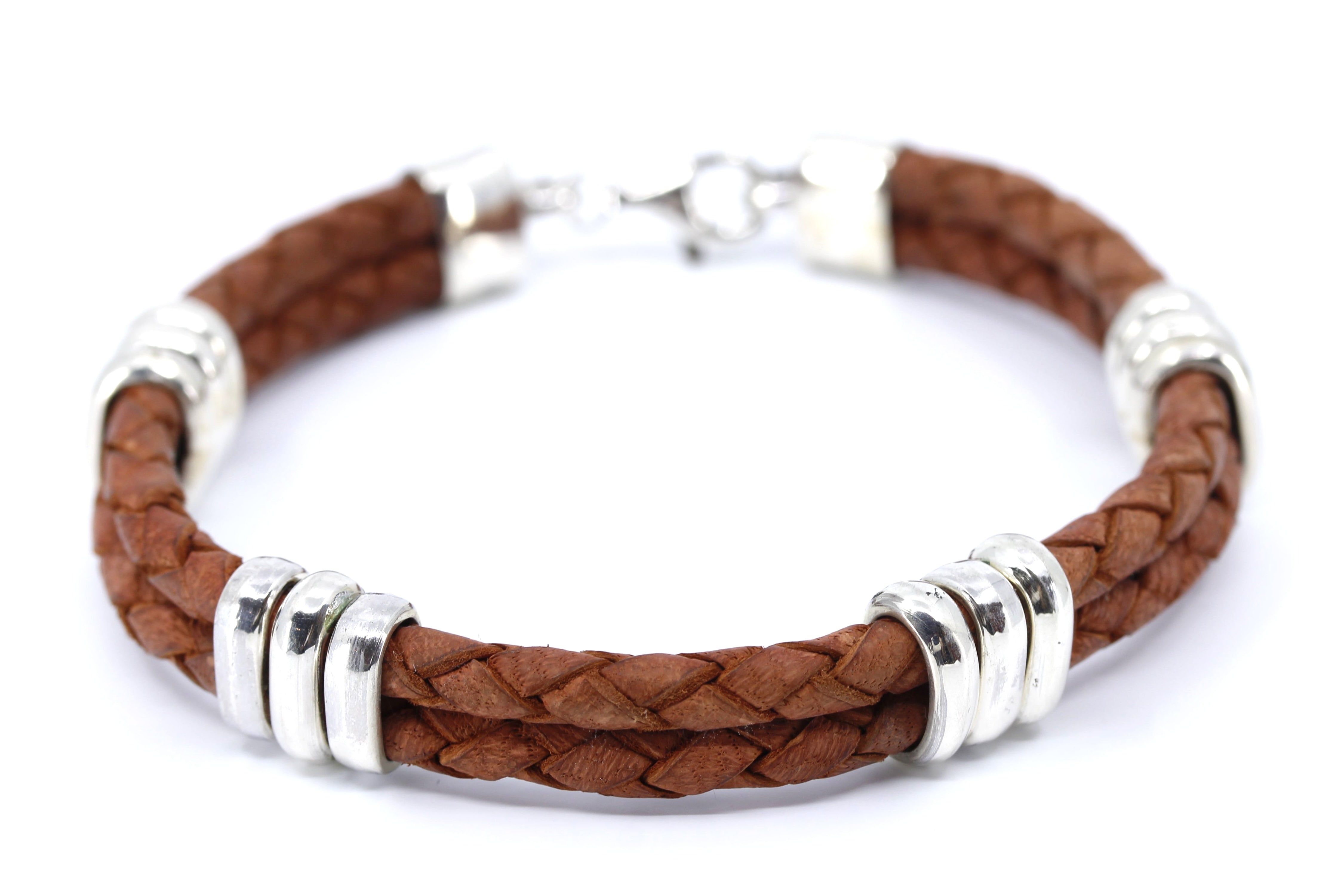 NOVA Braided Leather Bracelet with Tri Accent