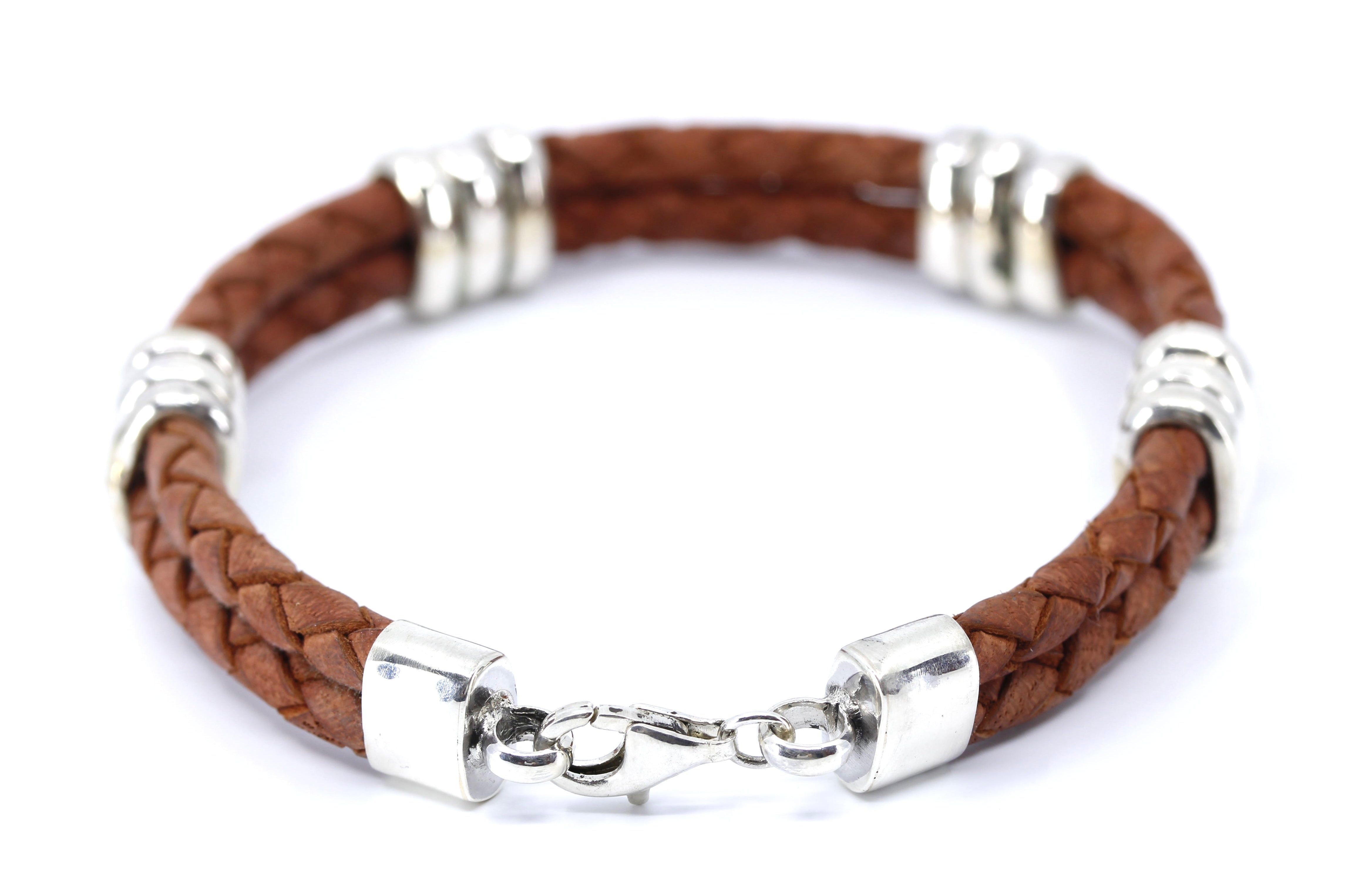 NOVA Braided Leather Bracelet with Tri Accent