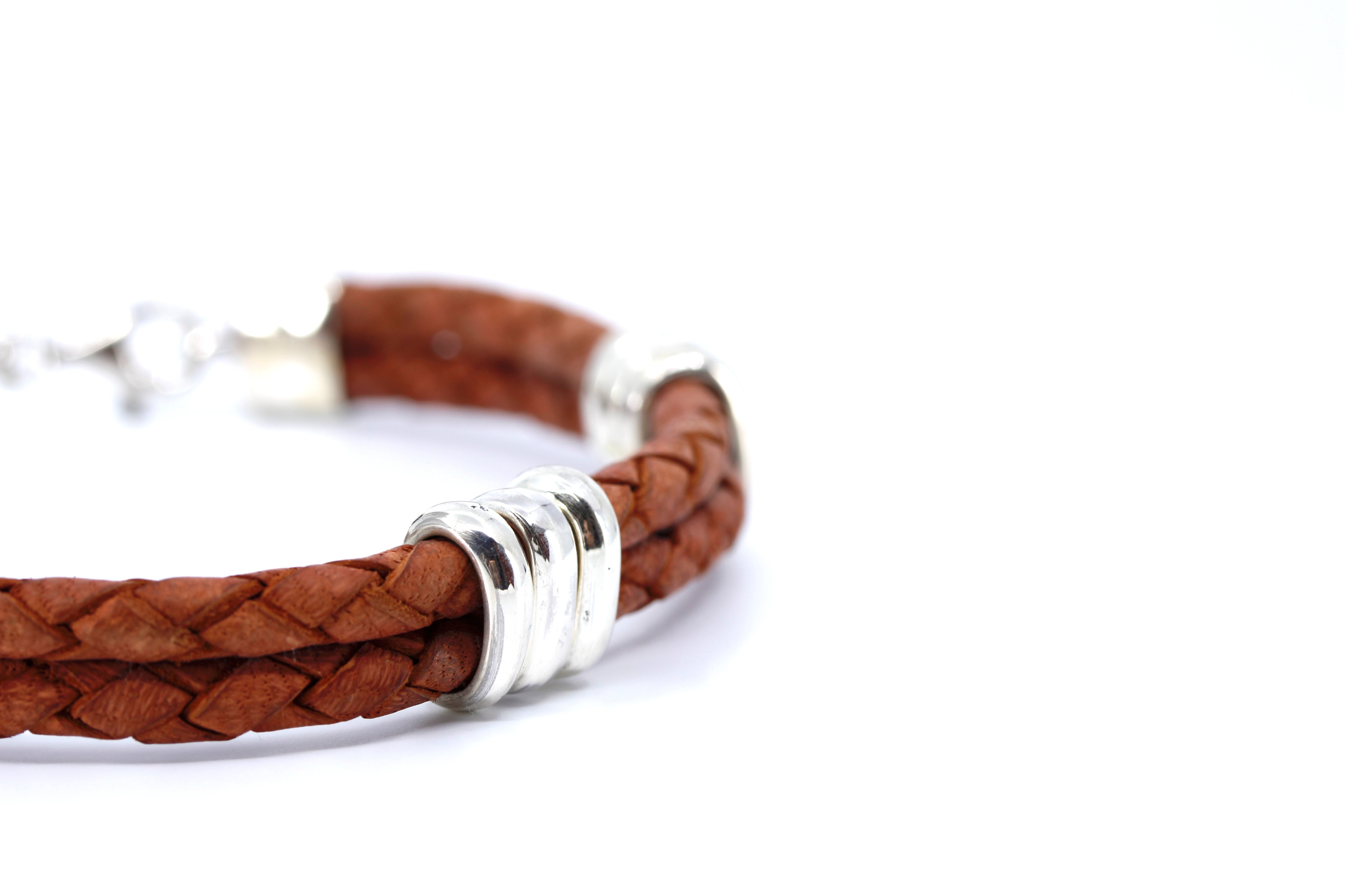 NOVA Braided Leather Bracelet with Tri Accent