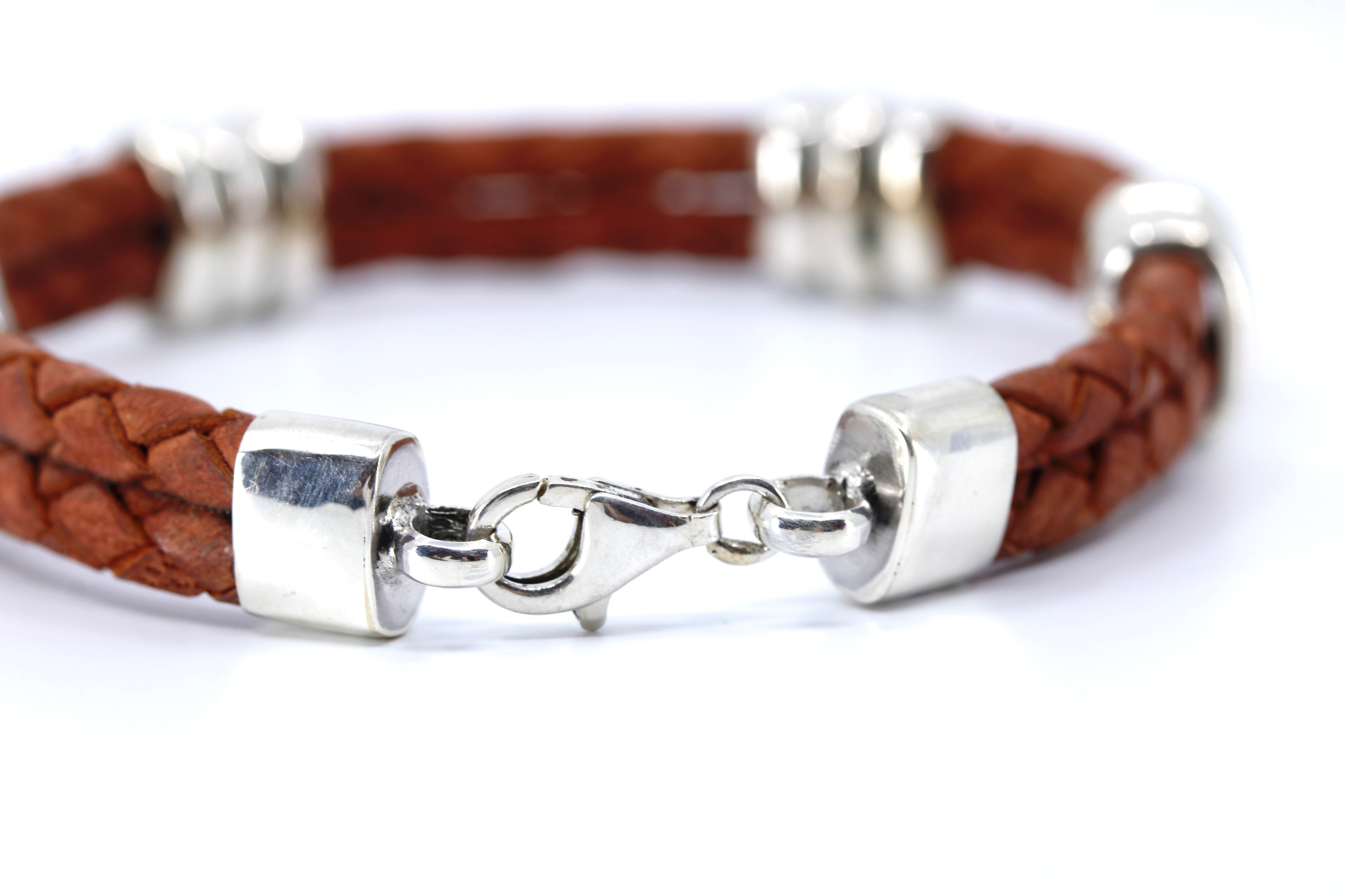 NOVA Braided Leather Bracelet with Tri Accent