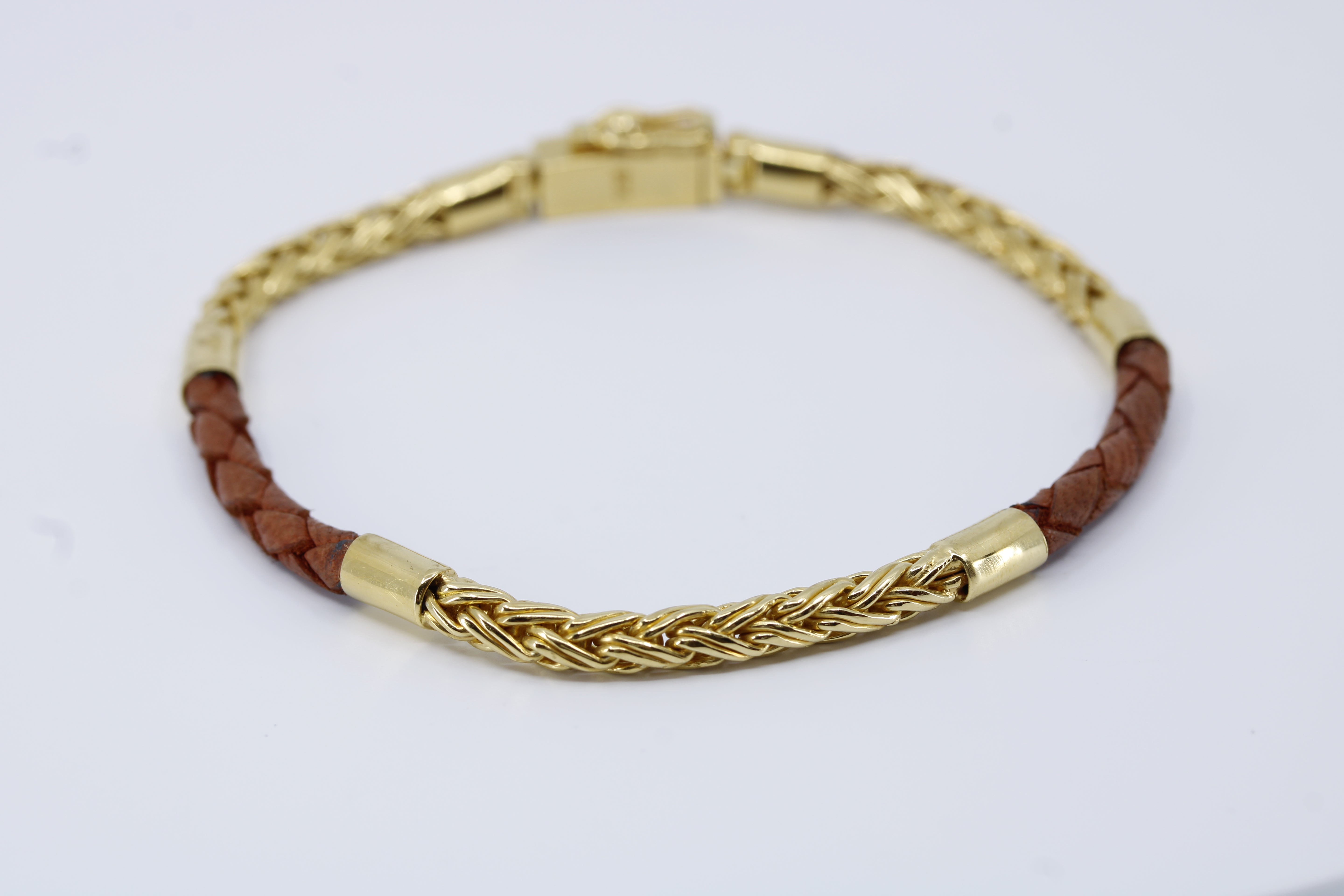 Casa Bali 18K Gold Vermeil Braided Chain & Leather Bracelet