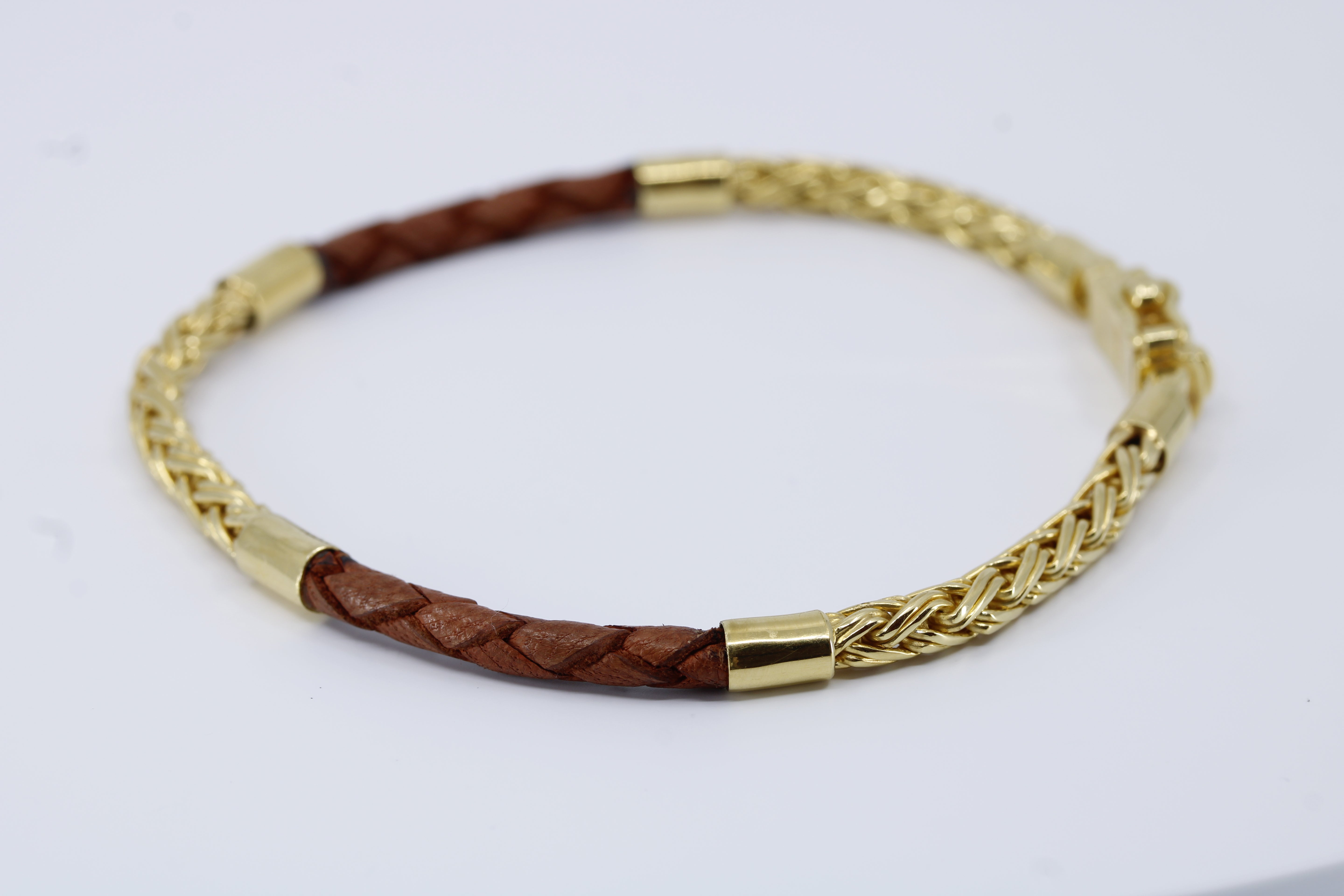 Casa Bali 18K Gold Vermeil Braided Chain & Leather Bracelet